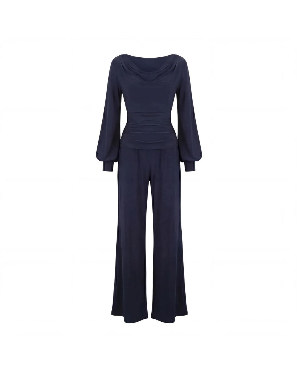 Atom Label Blue Indium Jumpsuit With Bell Sleeve
