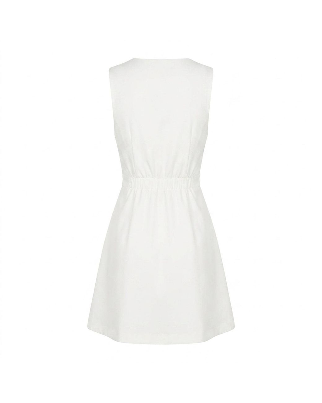 Modenaire White Contrast Trim Mini Dress Button Front