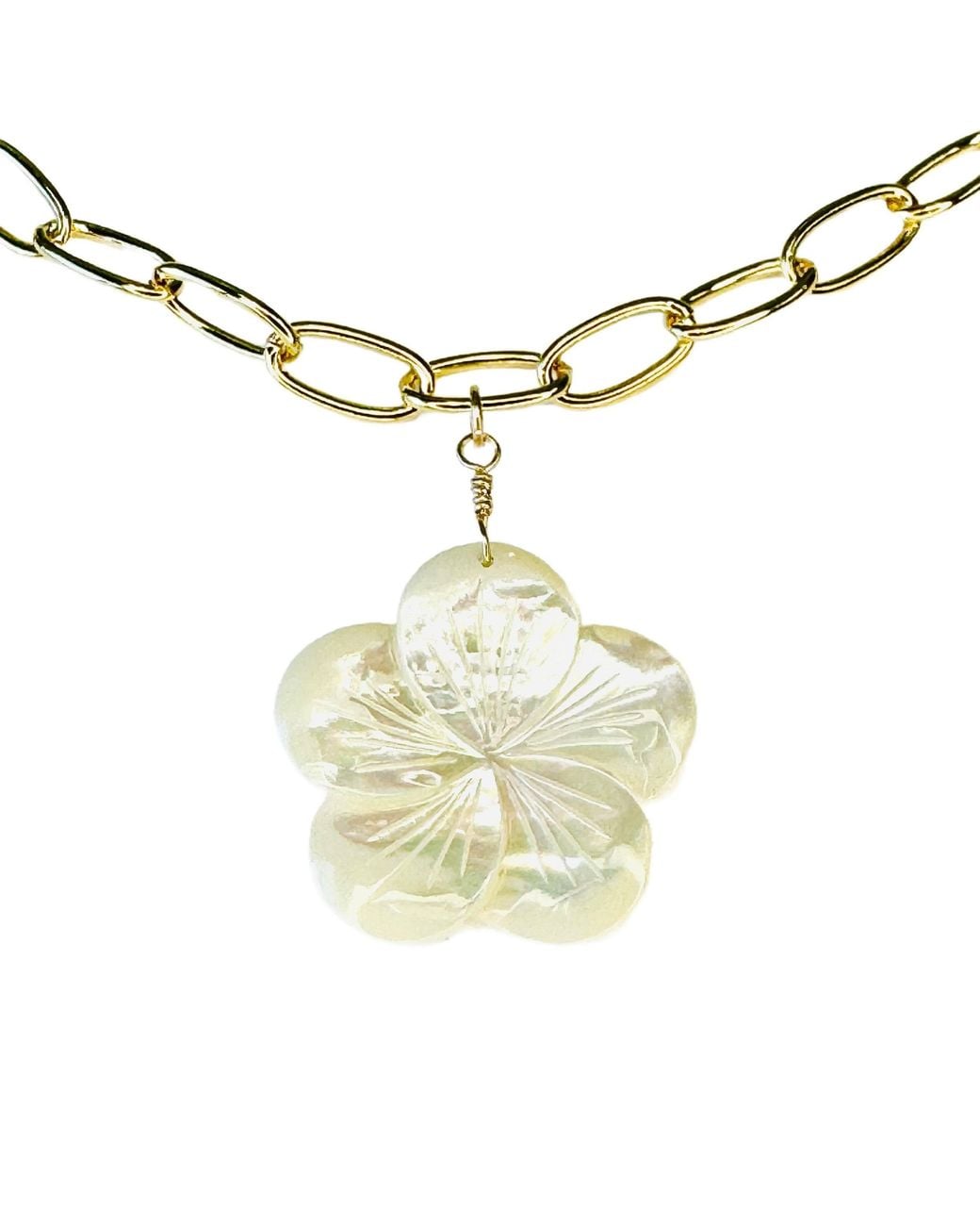 Lexi Jewelry Metallic Mother Of Pearl Sea Flower Necklace