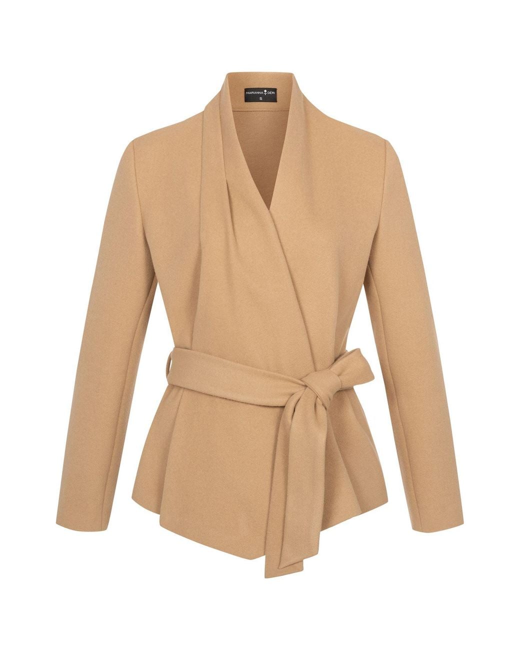 Marianna Déri Natural Wrap Jacket With Shawl Collar Sand