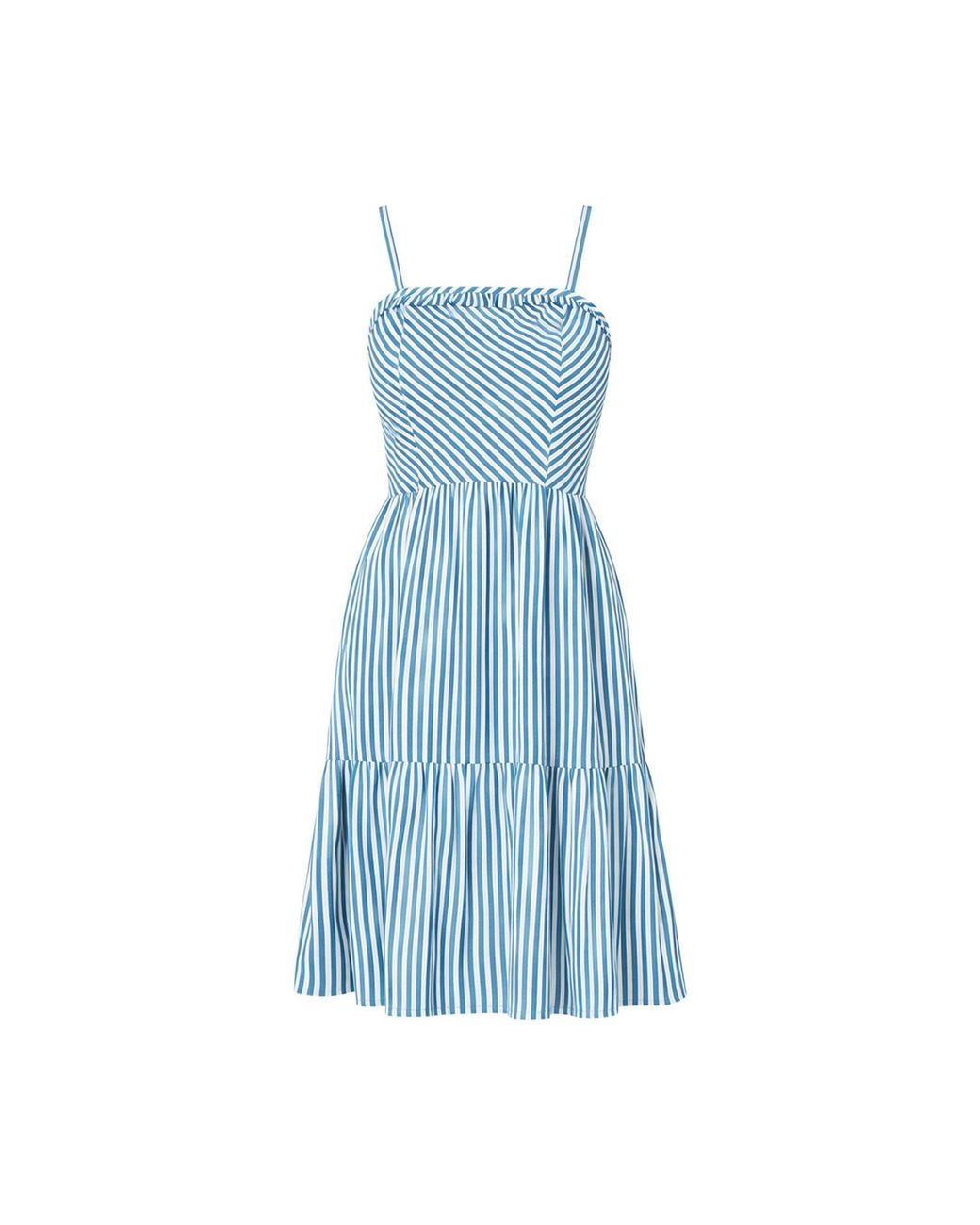 Yumi' Blue Stripe Cotton Mini Sun Dress