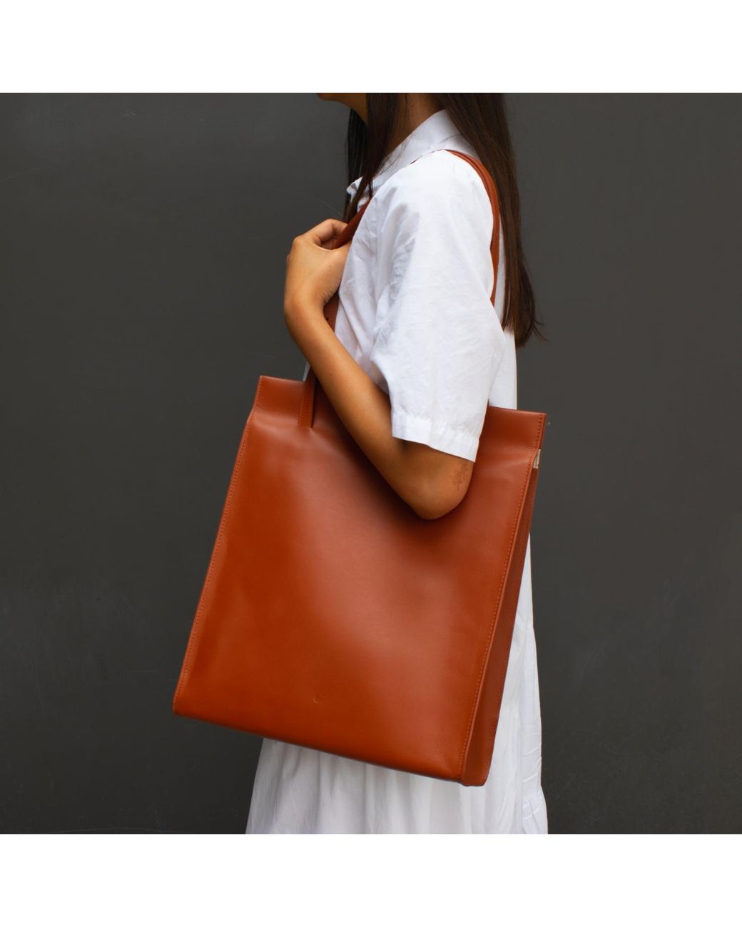 godi. Red Handmade Adjustable Leather Tote Bag for men