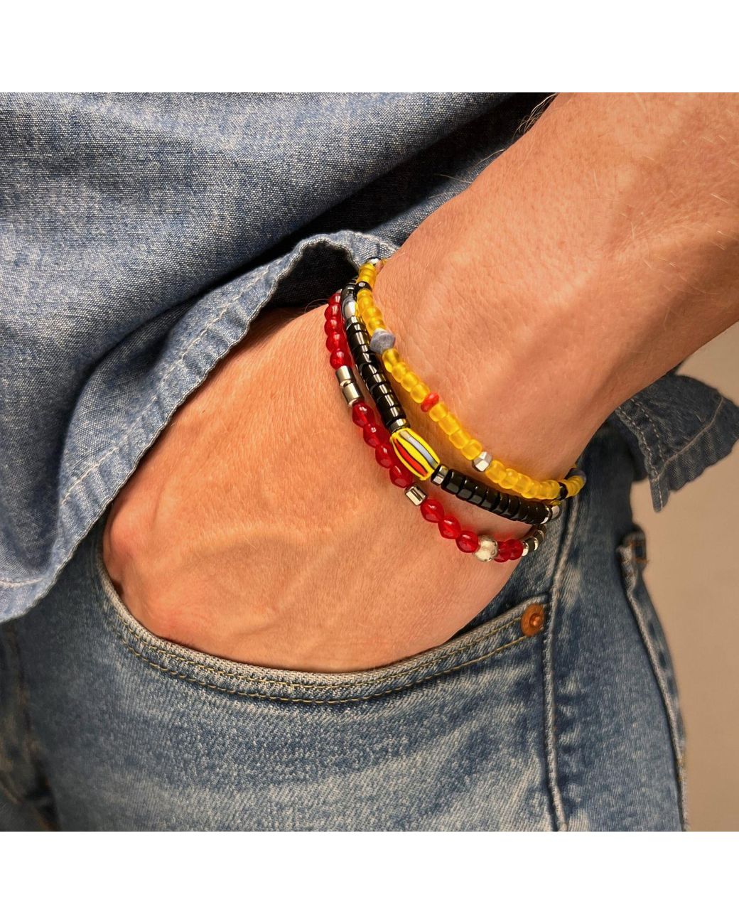 Jaredjamin Yellow Samurai Bracelet Set for men