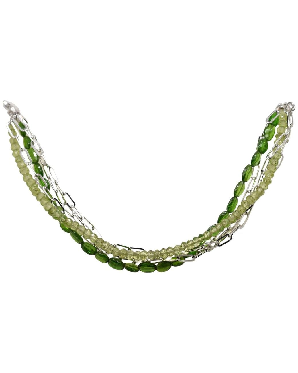 Lori Kaplan Design Green Peridot & Chrome Diopside Multi Strand Sterling Bracelet