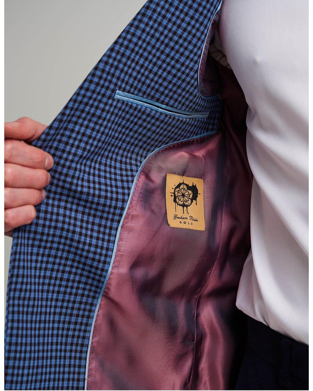 Gresham Blake Blue Gingham Jacket for men