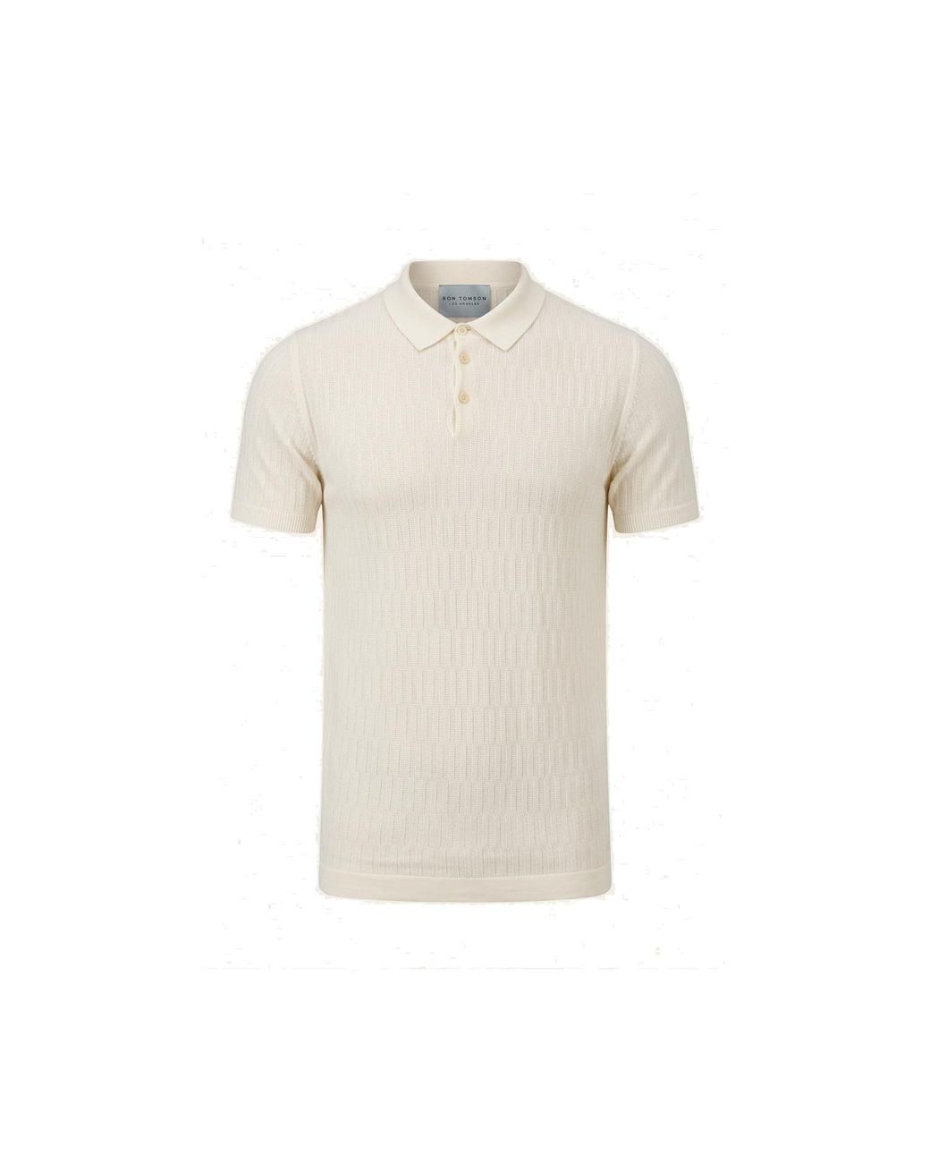 Ron Tomson Natural Short Sleeve Textured Polo Shirt for men