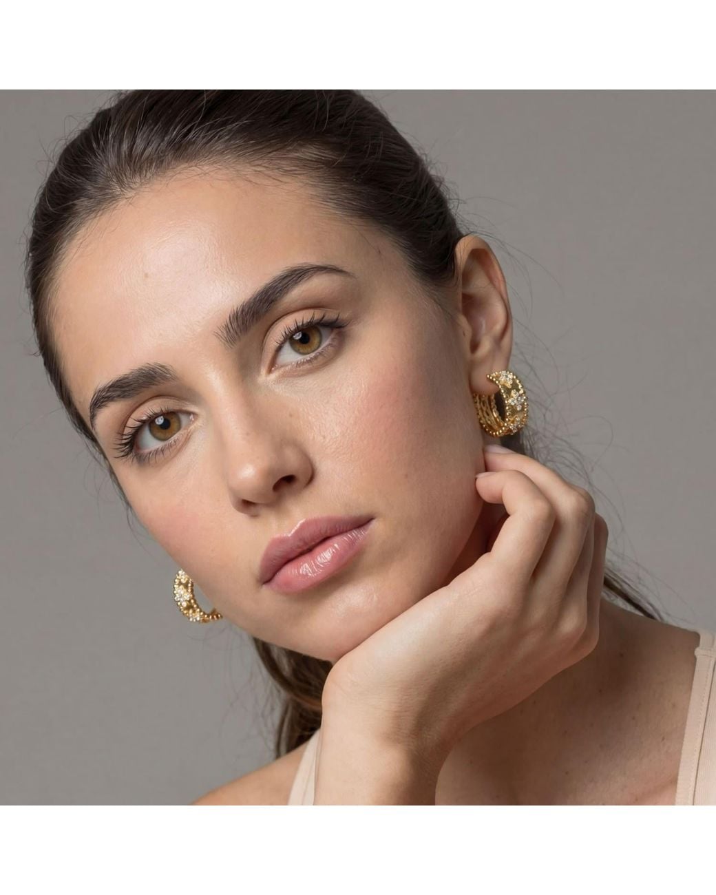 Uchi and Soto Metallic Kinmokusei Bead Floral Earrings