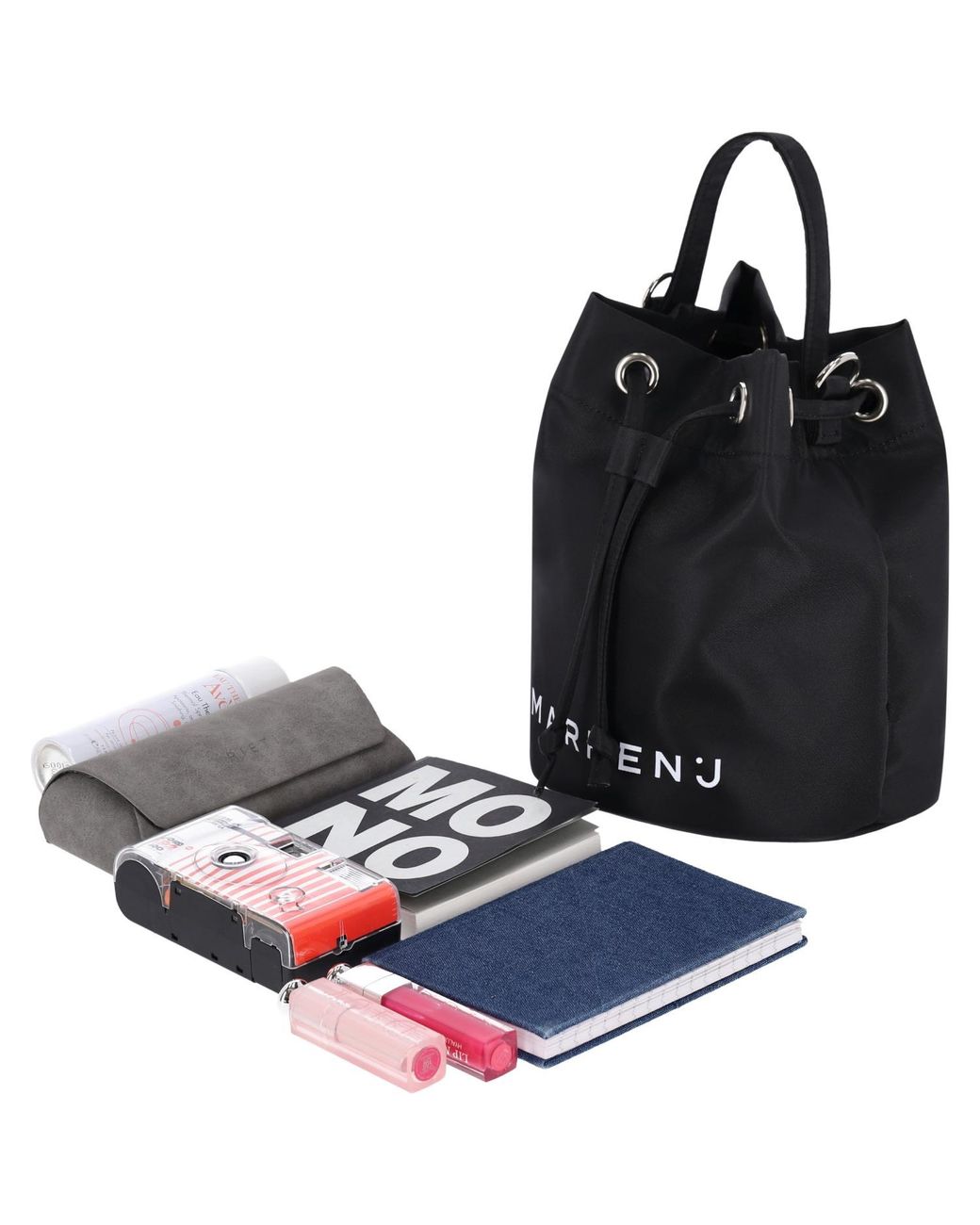MARHEN.J Black Recycled Nylon Bucket Bag