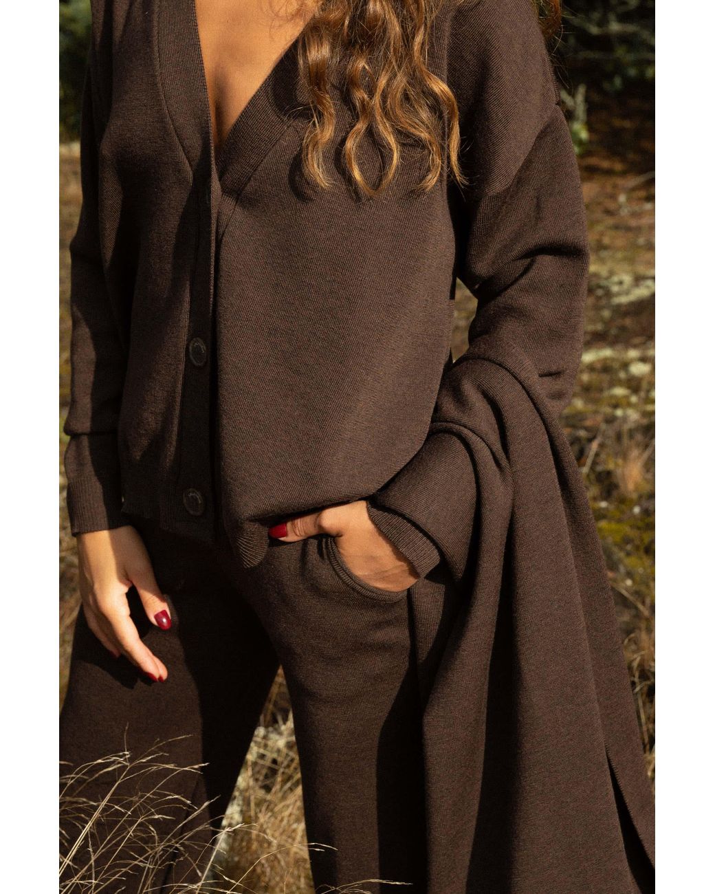 SALANIDA Brown Bene 100% Merino Cardigan Chocolate