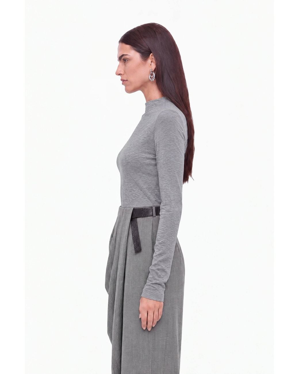 Nocturne Gray Draped Wrap Front Trousers