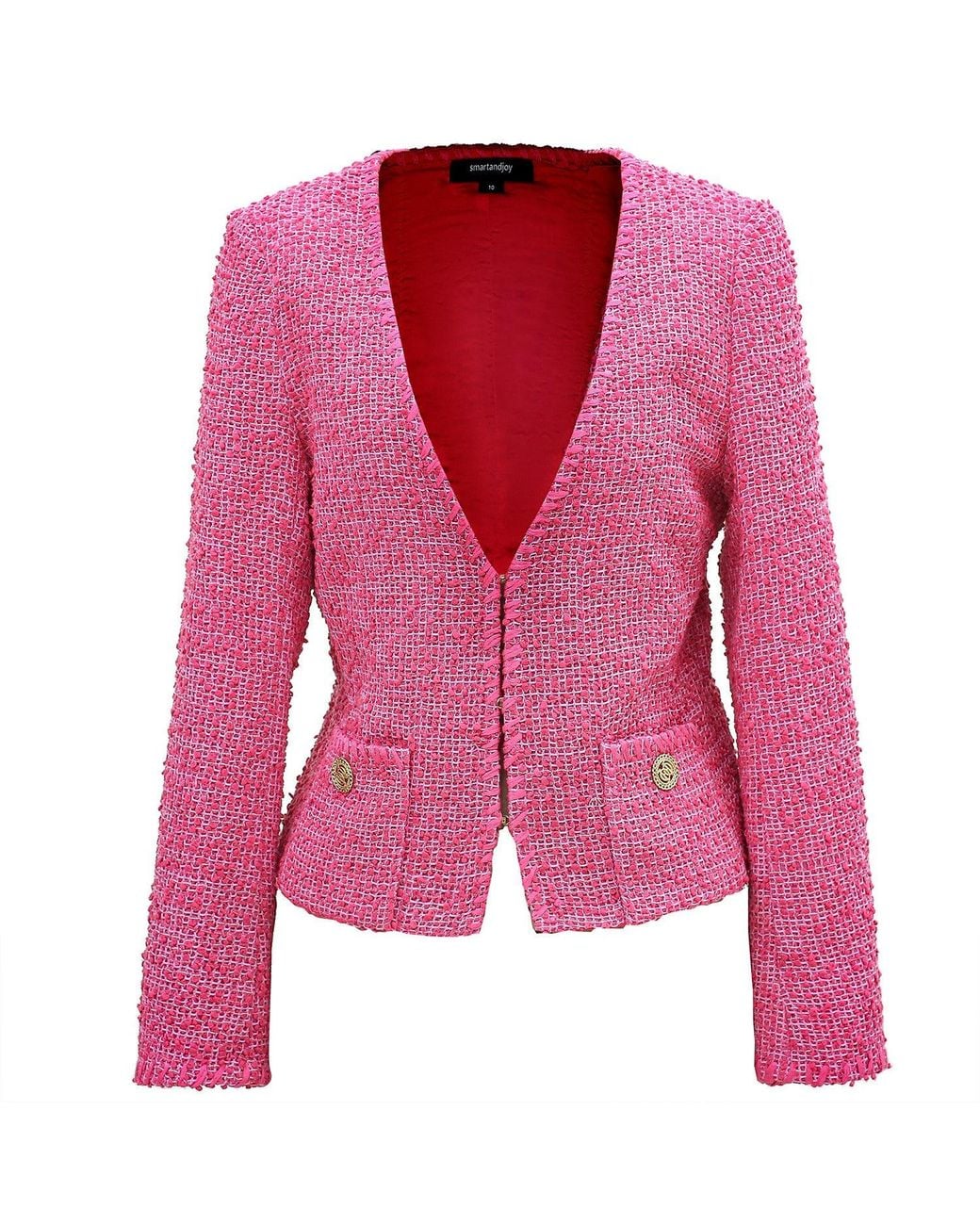 Smart and Joy Pink Short Tweed Jacket