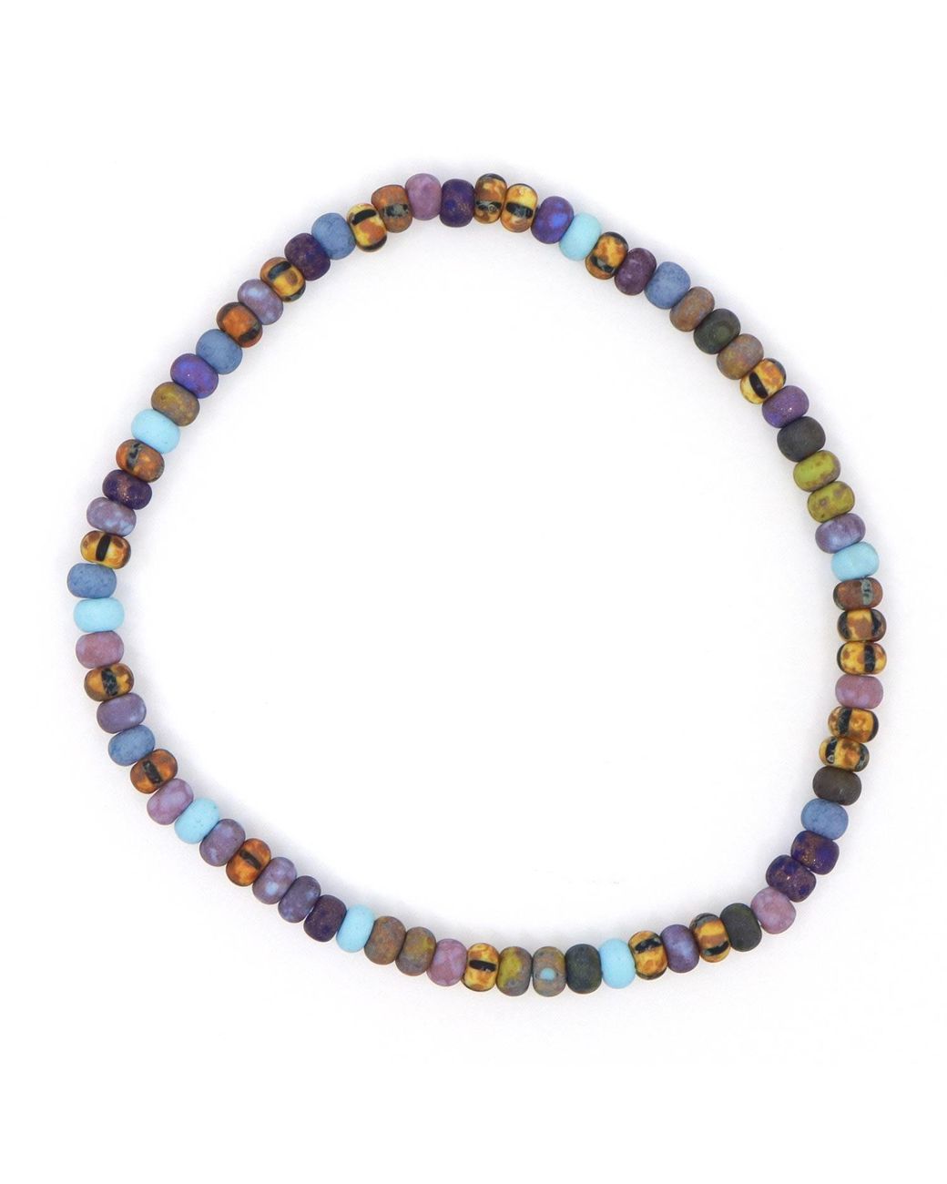 Shar Oke Blue Striped Czech Picasso Beaded Bracelet for men