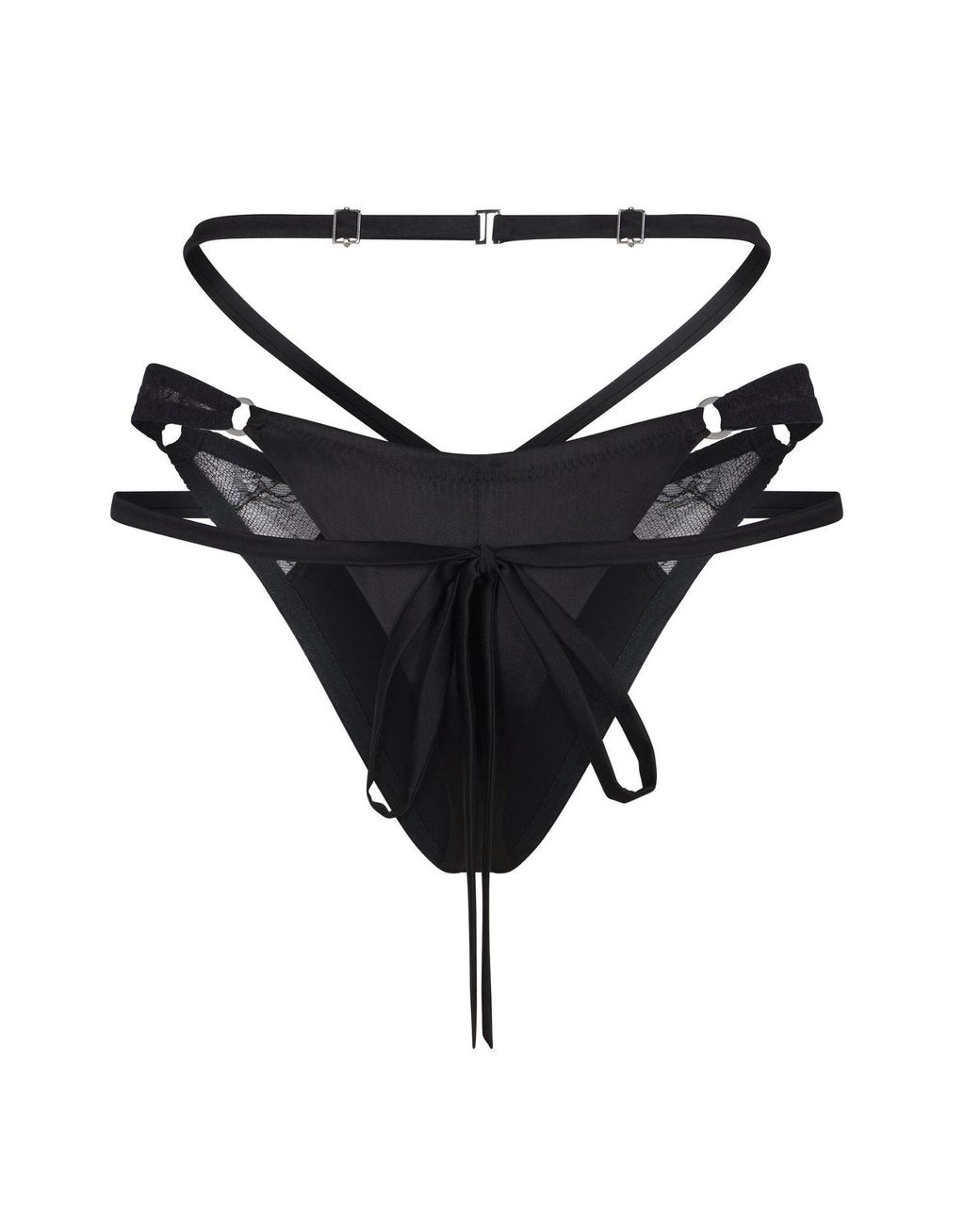 Lunatic Femme Black Ohm High-Leg Silk Thong