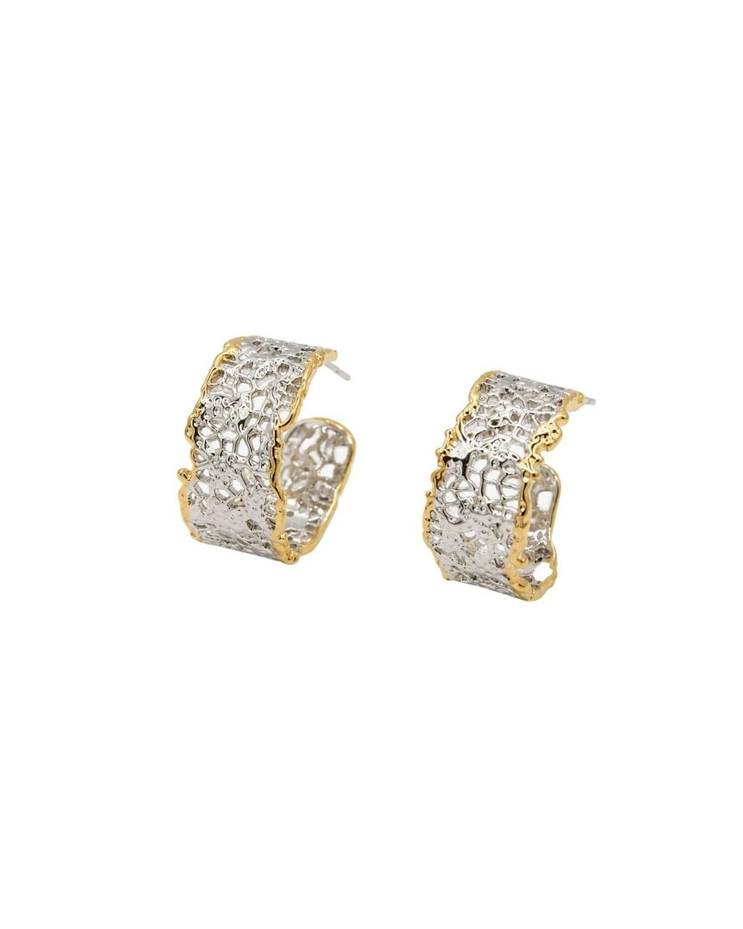 Uchi and Soto Metallic Kin Mixed Metal Filigree Hoops