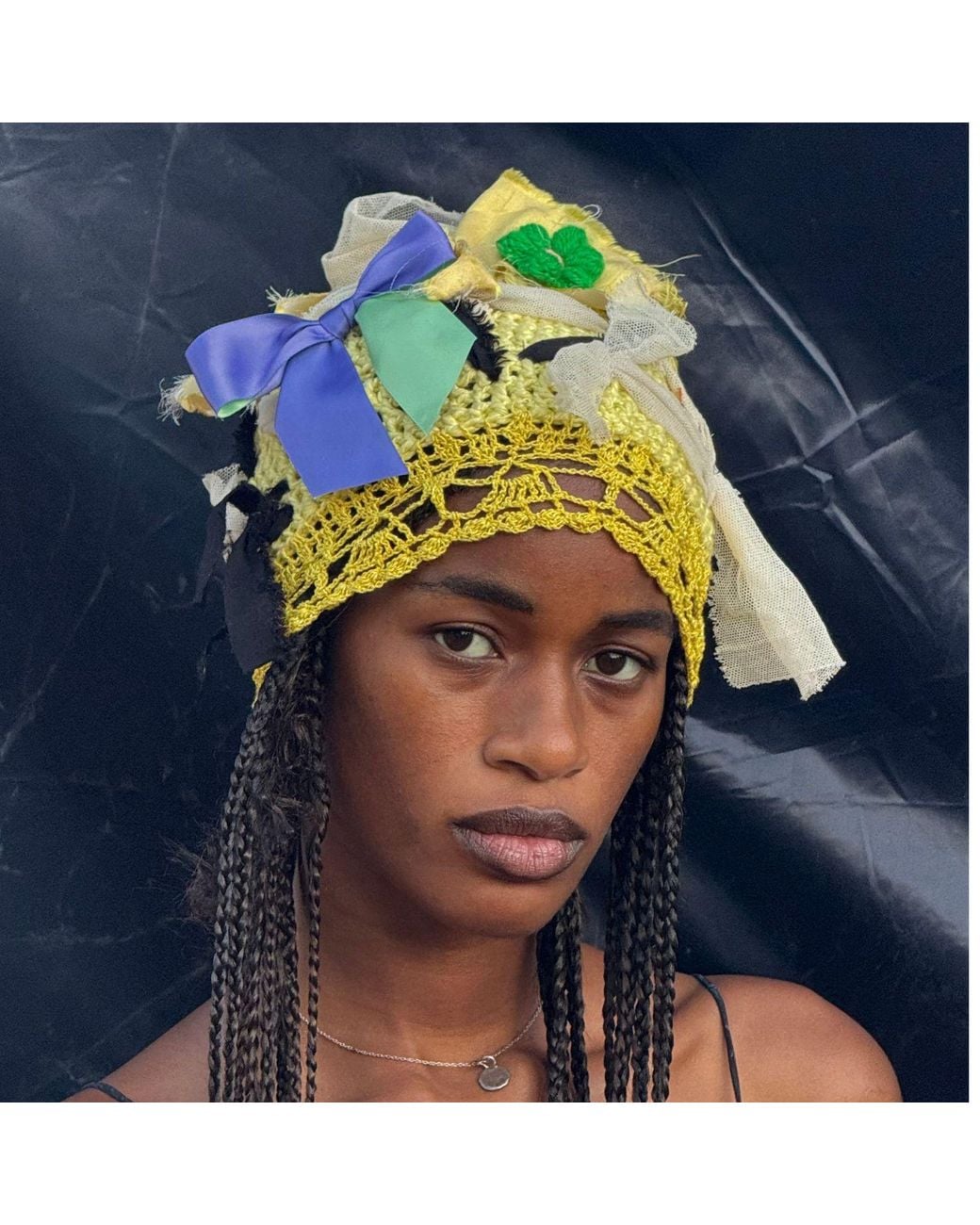 Miro Misljen Yellow Sunlit Patchwork Crochet Headpiece