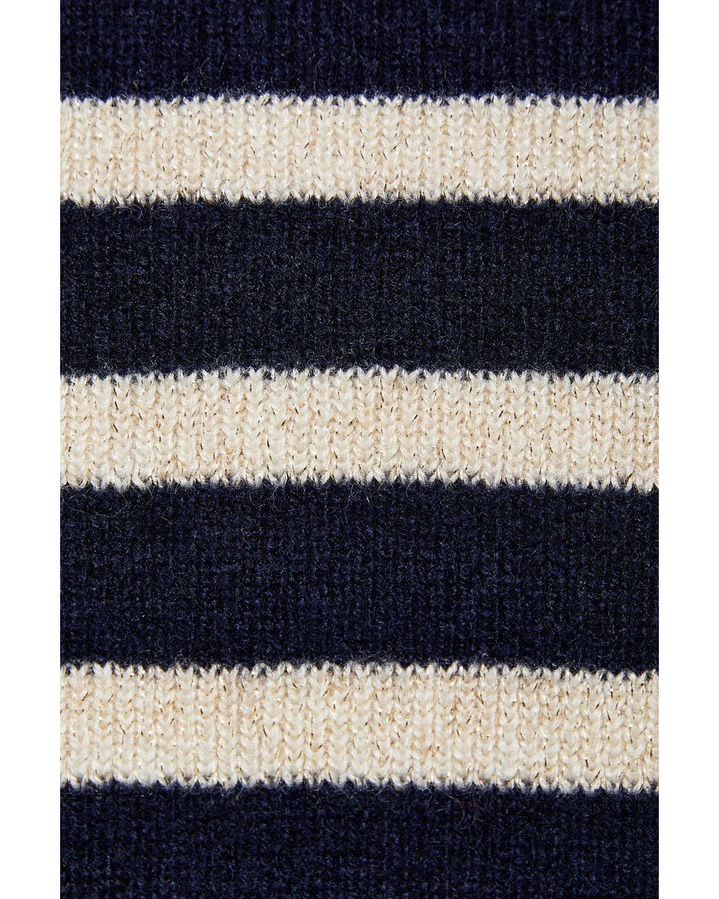 Guinea London Blue Breton & Cream Lurex Stripe Wool & Cashmere Jumper
