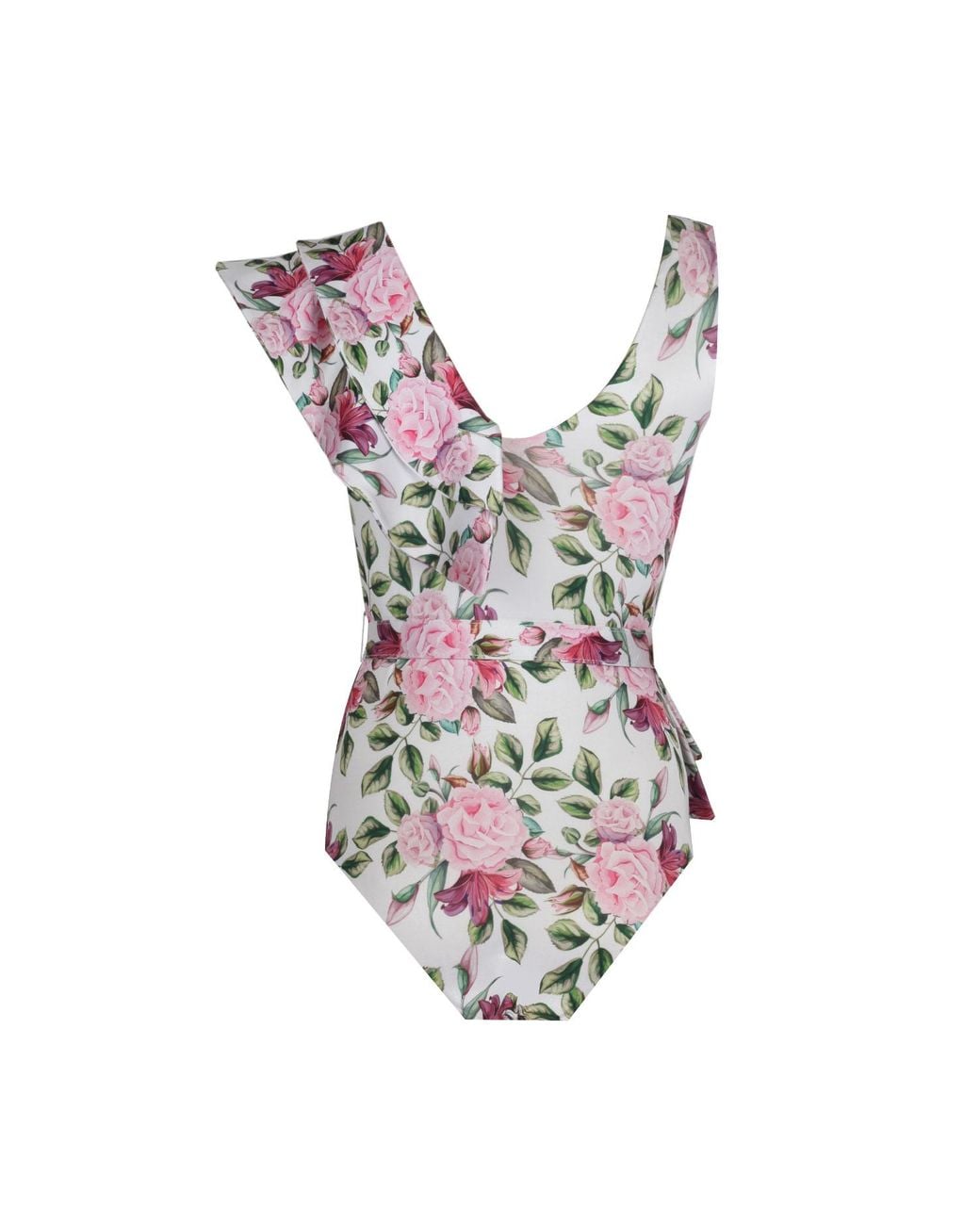Nur Karaata Red Lilac Rose Swimsuit