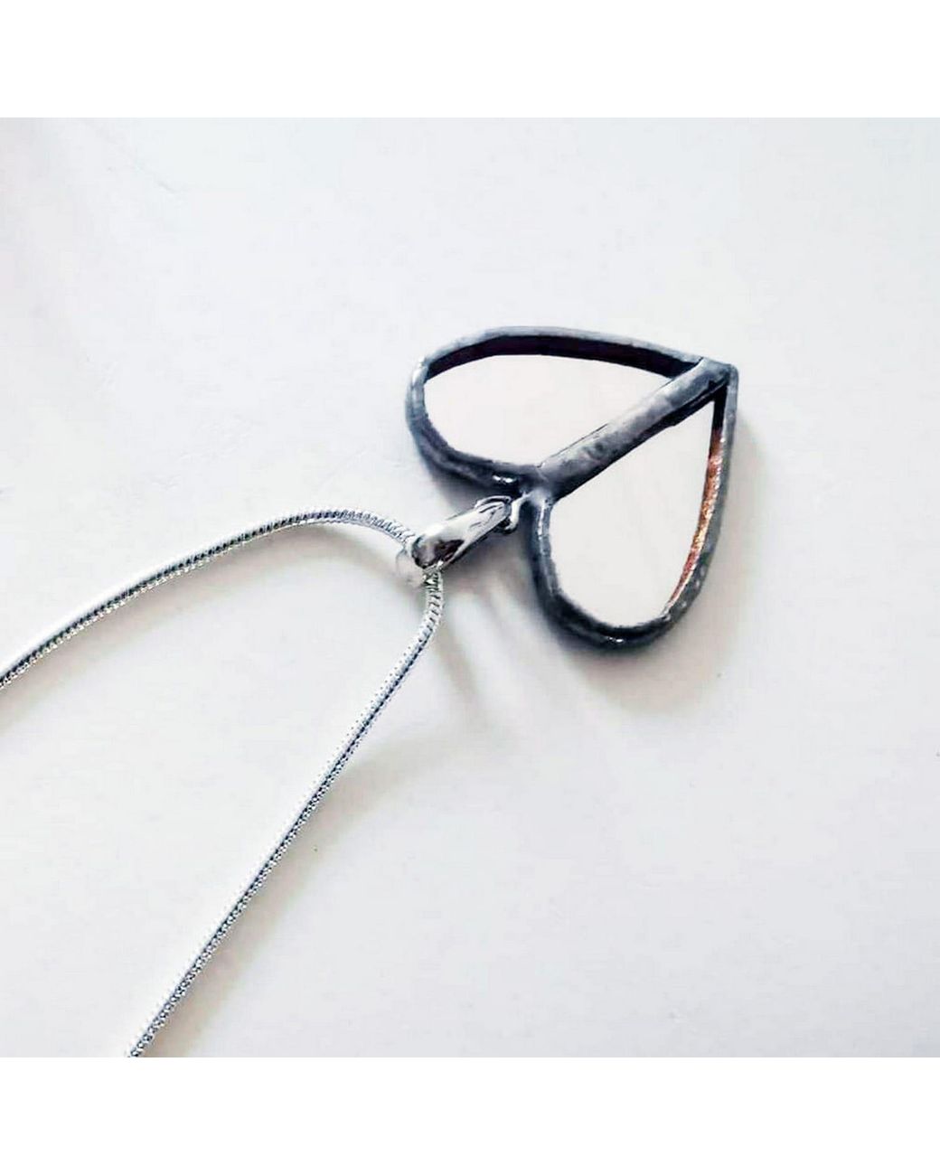 Laura Daili Metallic Neutrals Reflected Love Mirror Pendant