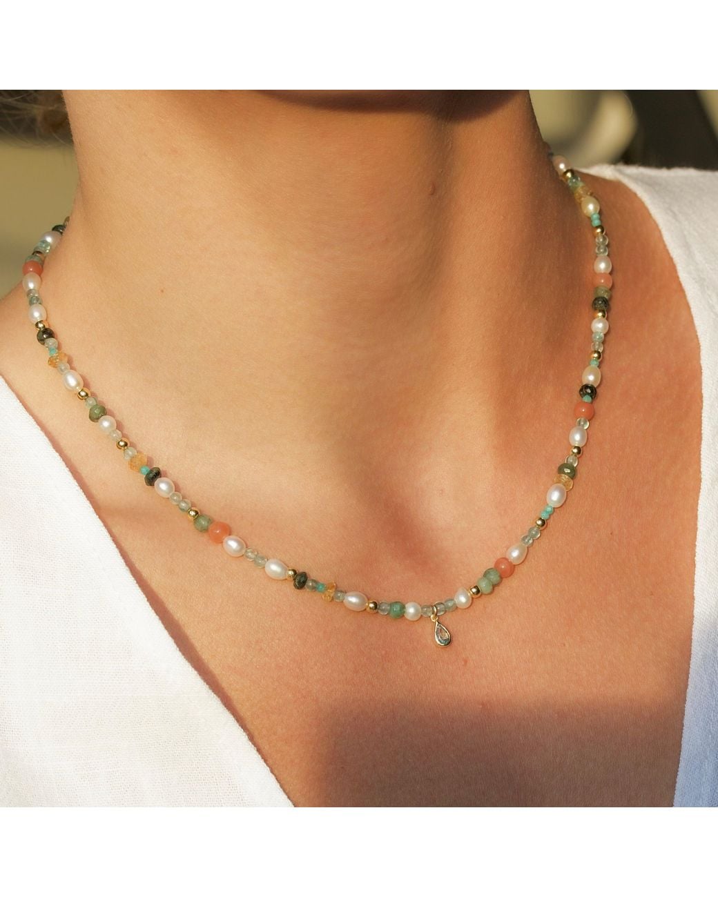 With Love Darling Metallic Water Drop Pure Pearl Necklace