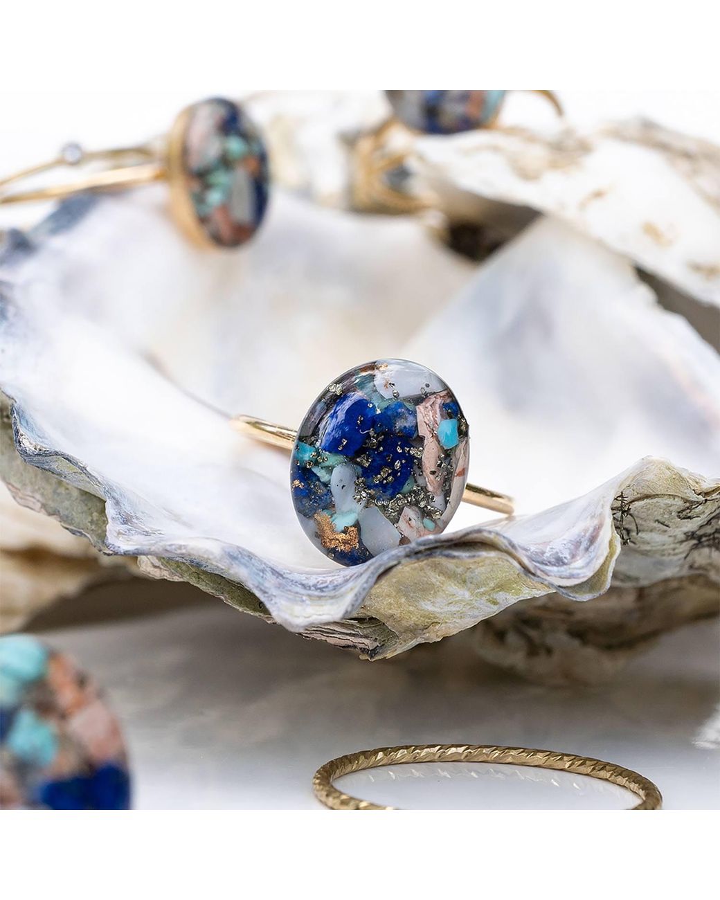 Kate Koel Blue Kaleidoscope Gemstone Cocktail Ring