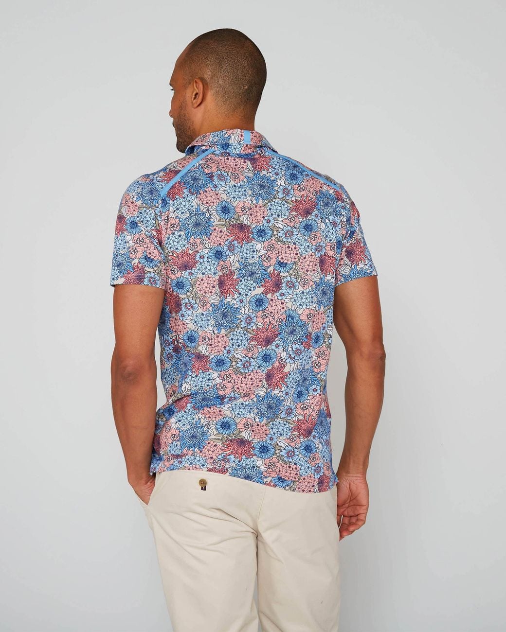 Lords of Harlech Blue Pietro Garden Party Polo Shirt for men