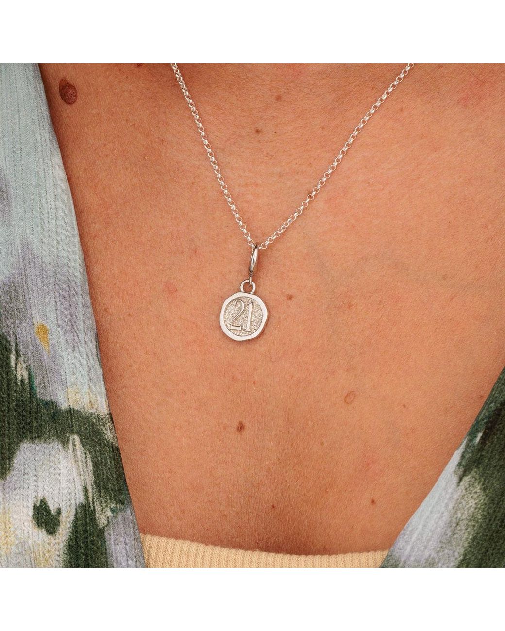 Lily Charmed Metallic Sterling Twenty First Birthday Charm Necklace