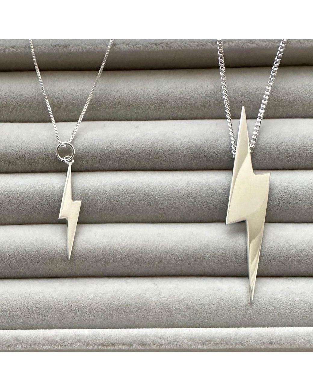 Edge Only Metallic Mini Pointed Lightning Bolt Pendant 18Ct Vermeil
