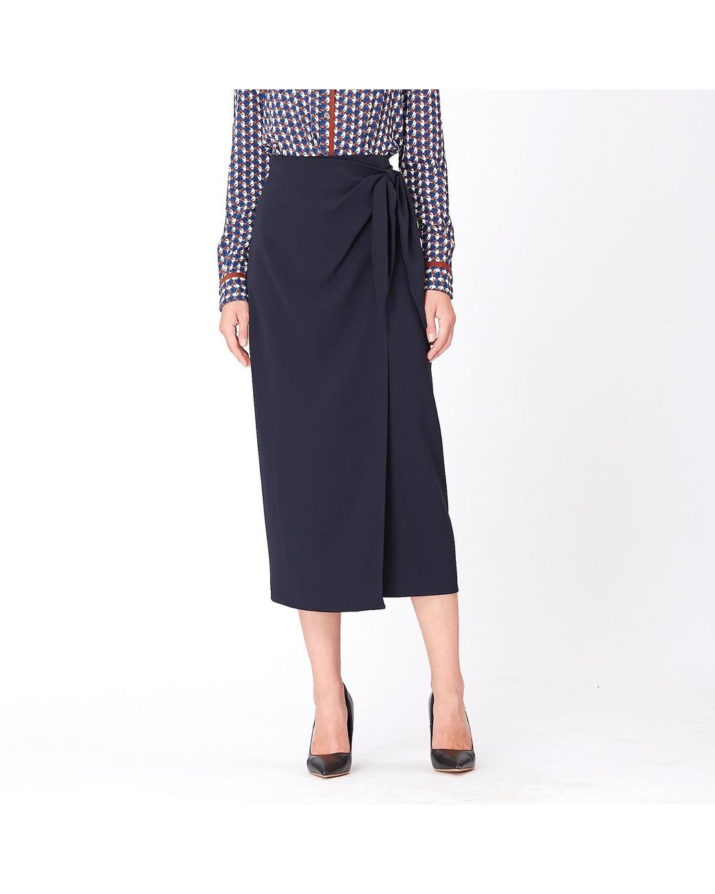 Smart and Joy Blue Wrap Skirt Tied On Side