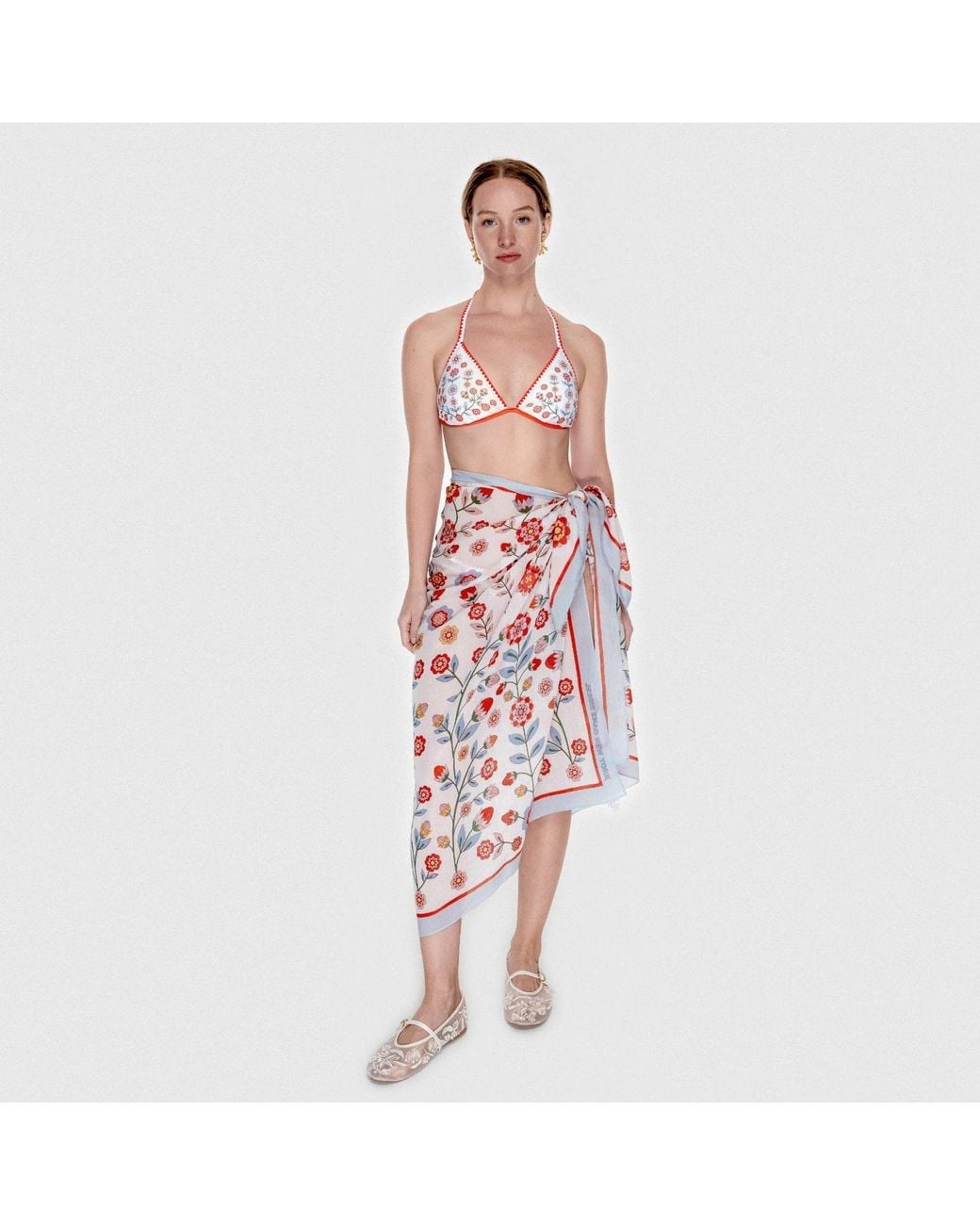 Jessie Zhao New York Red Beach Sarong Wrap