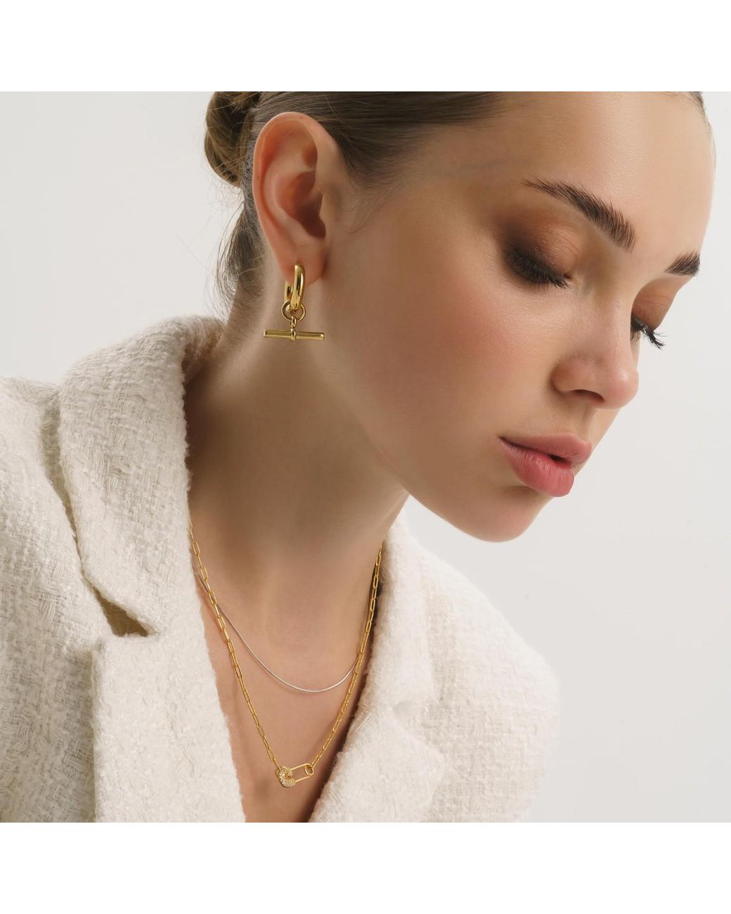 Elk & Bloom Metallic Herringbone Necklace