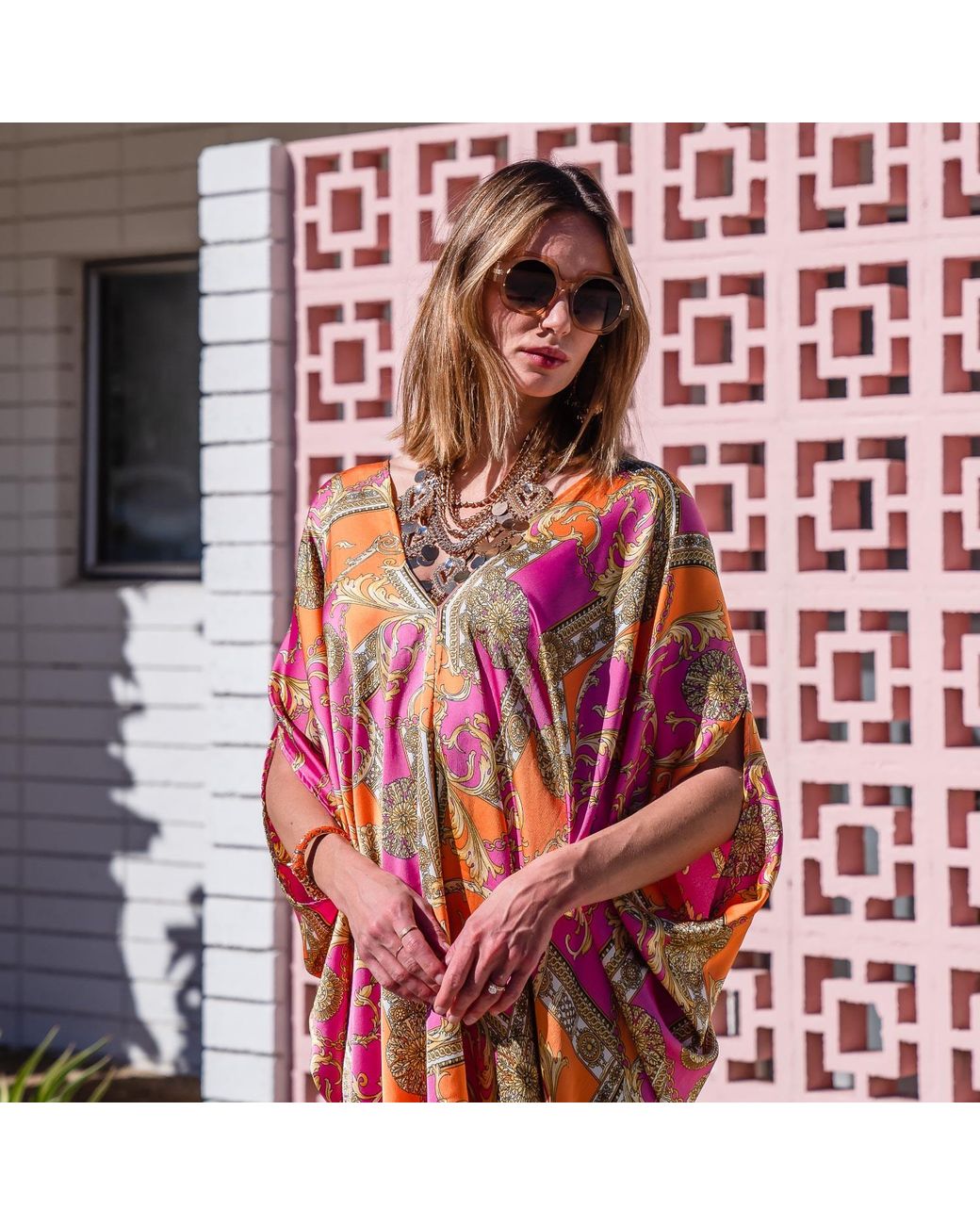 Jennafer Grace Red Voglia Rosa Caftan Kaftan Dress