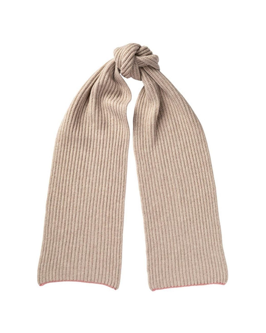 Kinalba Natural Neutrals Ladies Camel Chunky Ribbed Cashmere Scarf