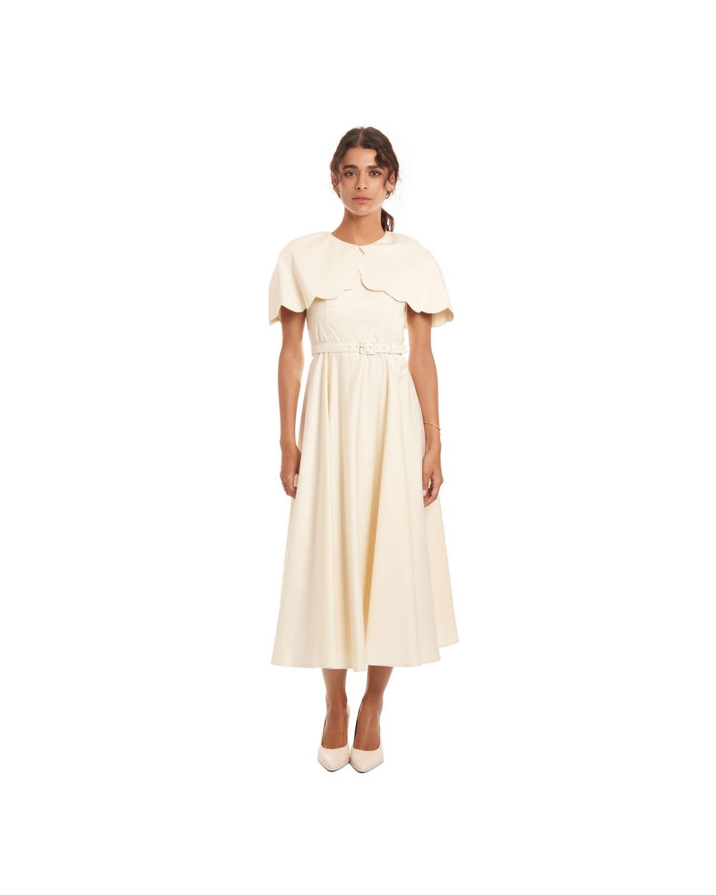 Sofia Tsereteli White Satin Capelet Gown