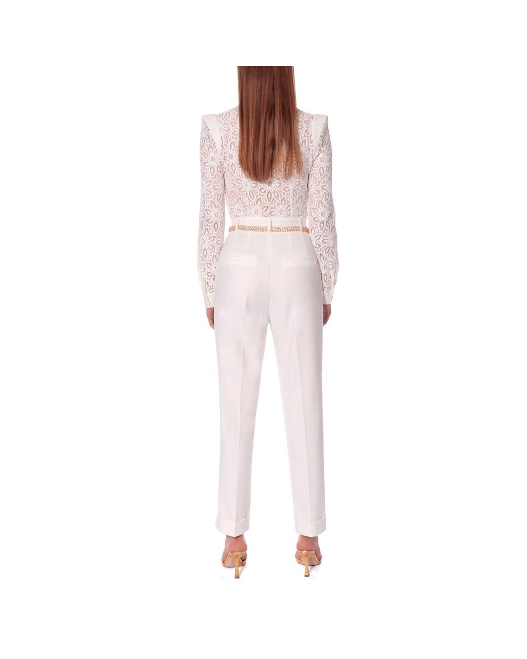 AGGI by HALEWSKI White Aylin Aesthetic Lace Top Jumpsuit