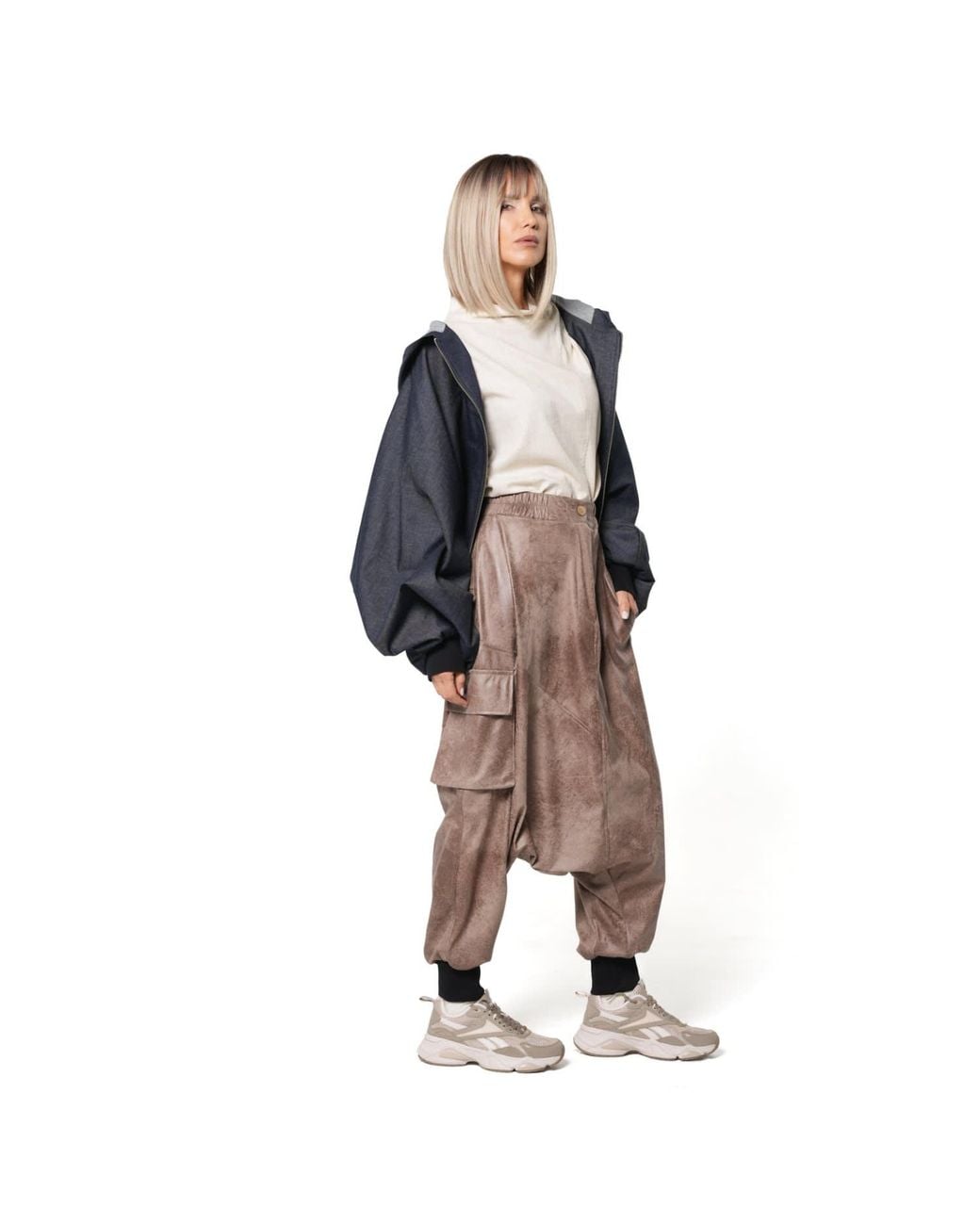 Metamorph Blue Extravagant Denim Jacket With Voluminous Sleeves