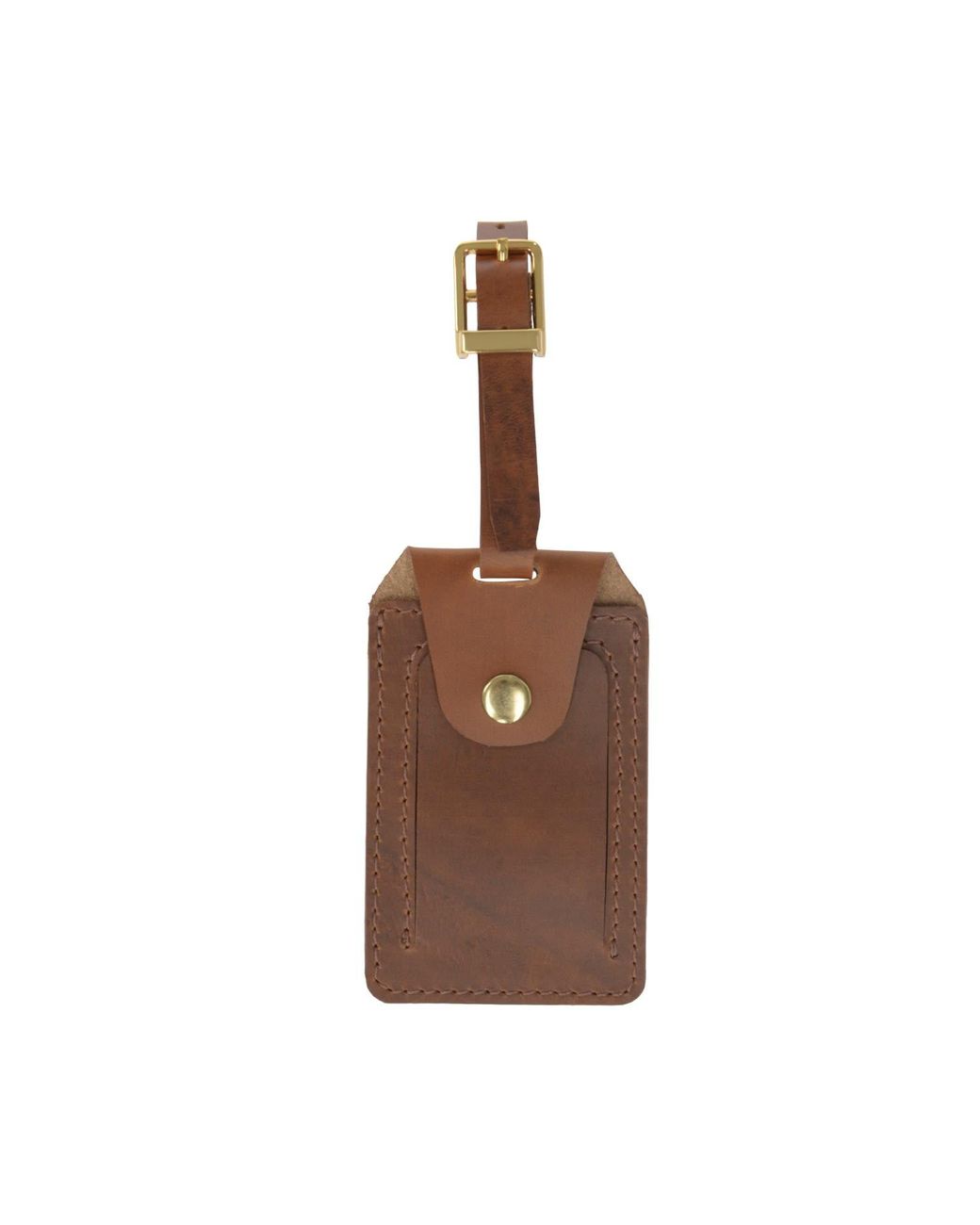 VIDA VIDA Brown Luxe Tan Leather Luggage Tag for men