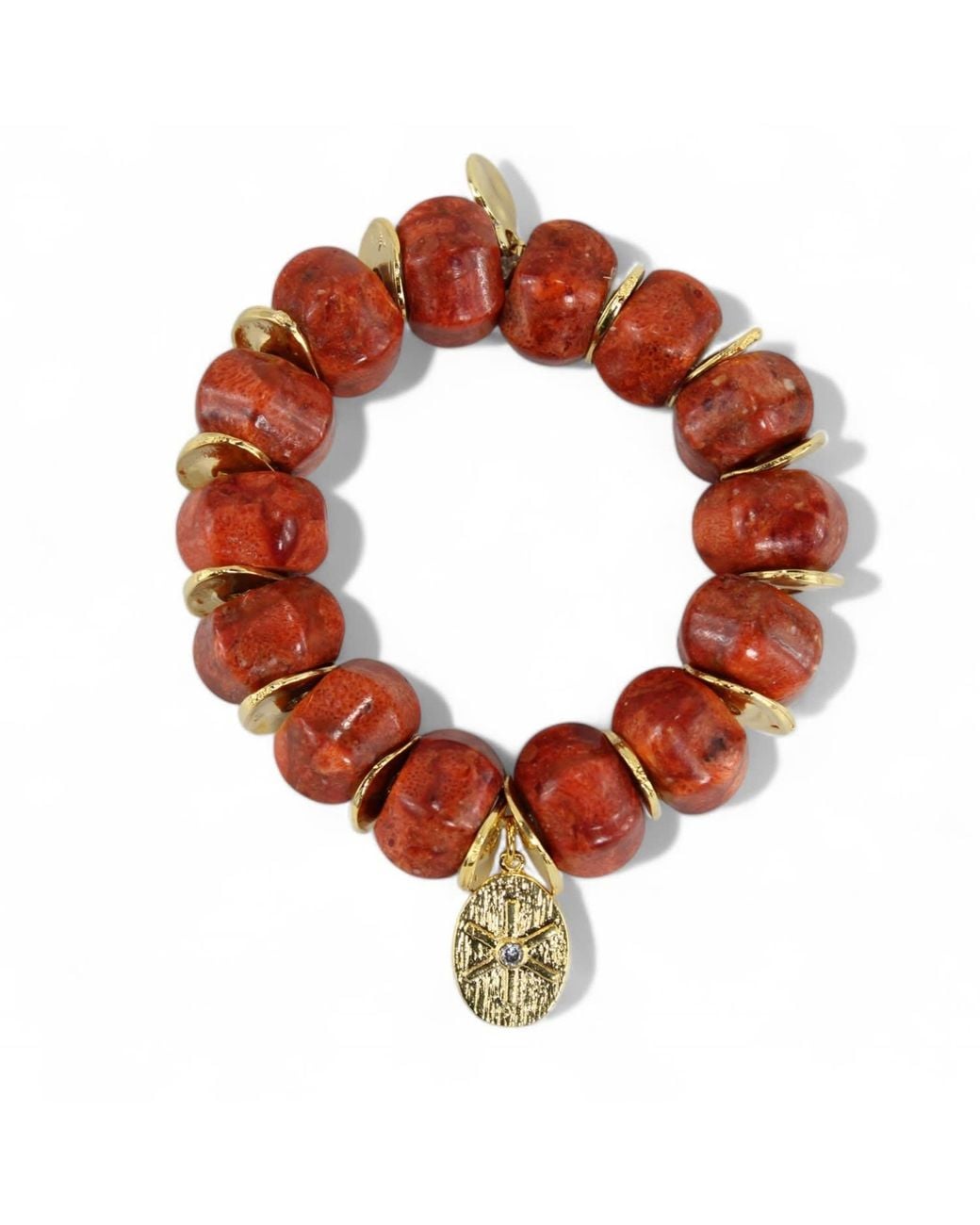 By Virgo Brown Mia Coral Beaded Bracelet