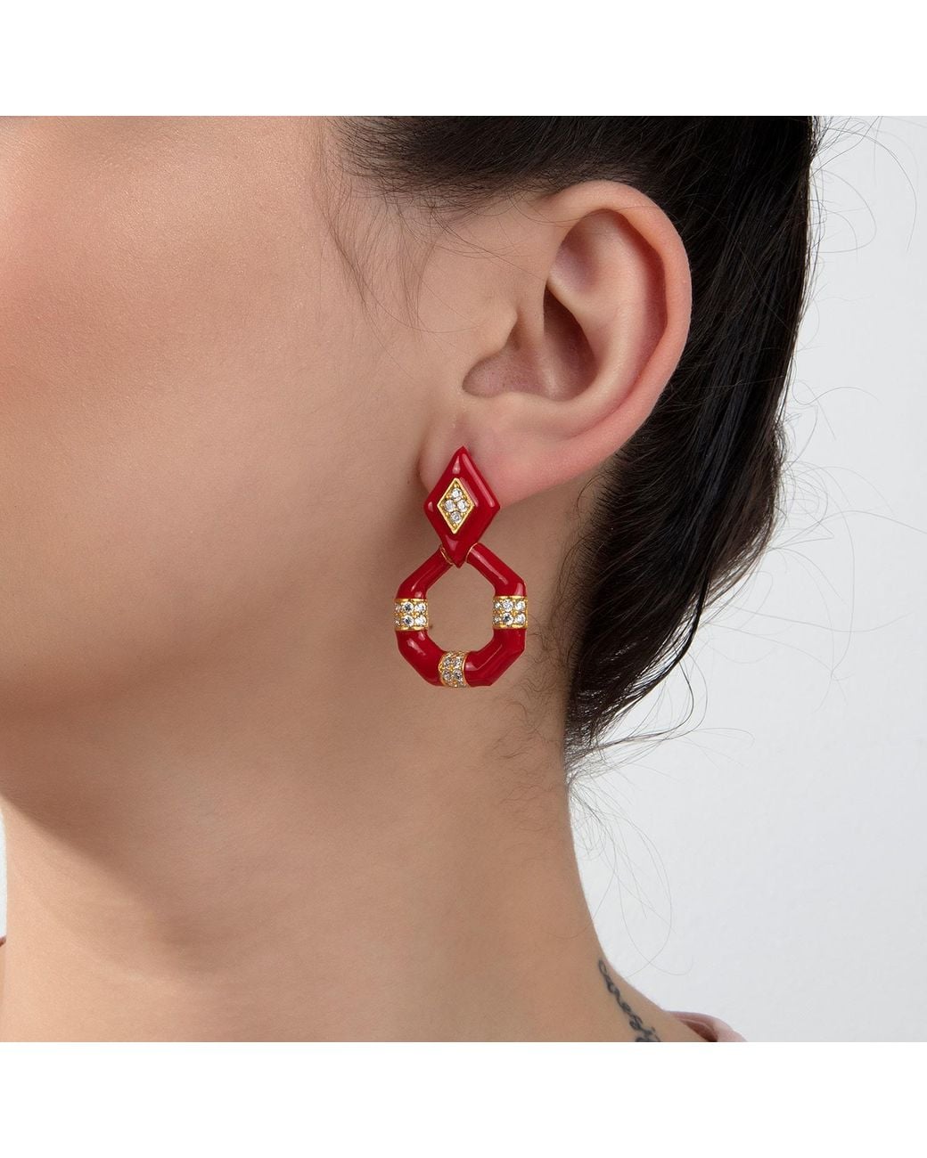 Milou Jewelry Red Geometric Drop Earrings