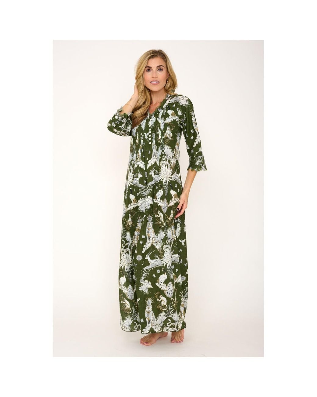 At Last Green Cotton Annabel Maxi Dress
