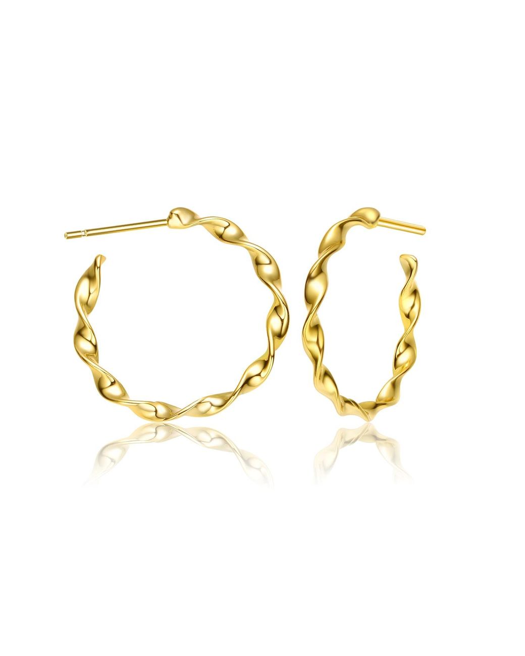 Genevive Jewelry Metallic Rachel Glauber Plated Curved Open Hoop Earrings