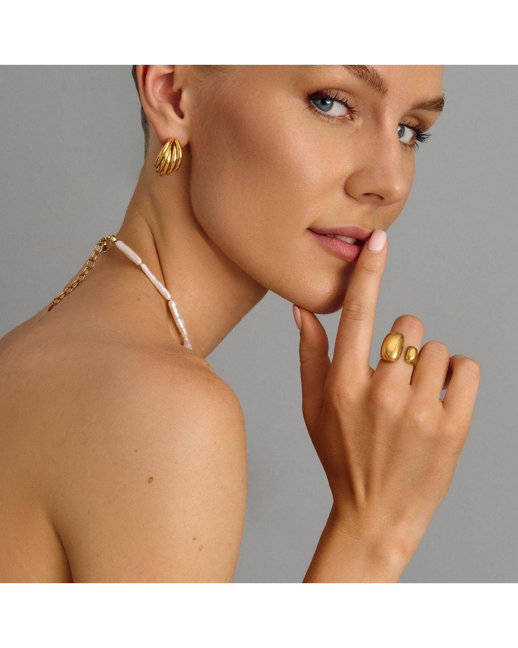 Nialaya Metallic Chunky Cuff Ring