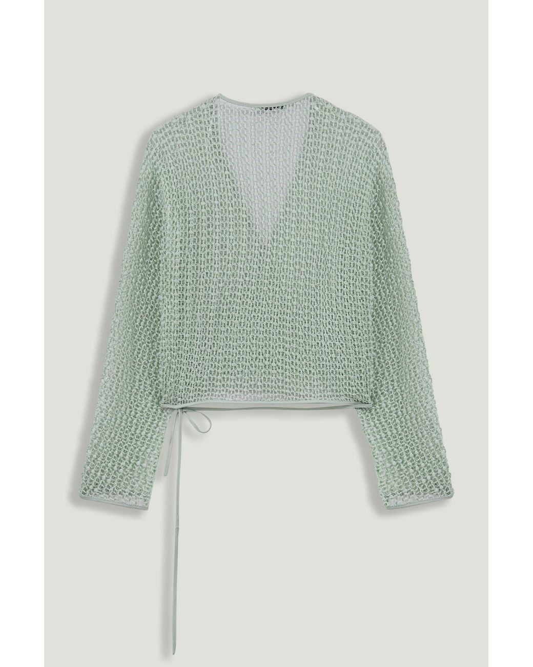 Nocturne Green Wrap Mesh Blouse