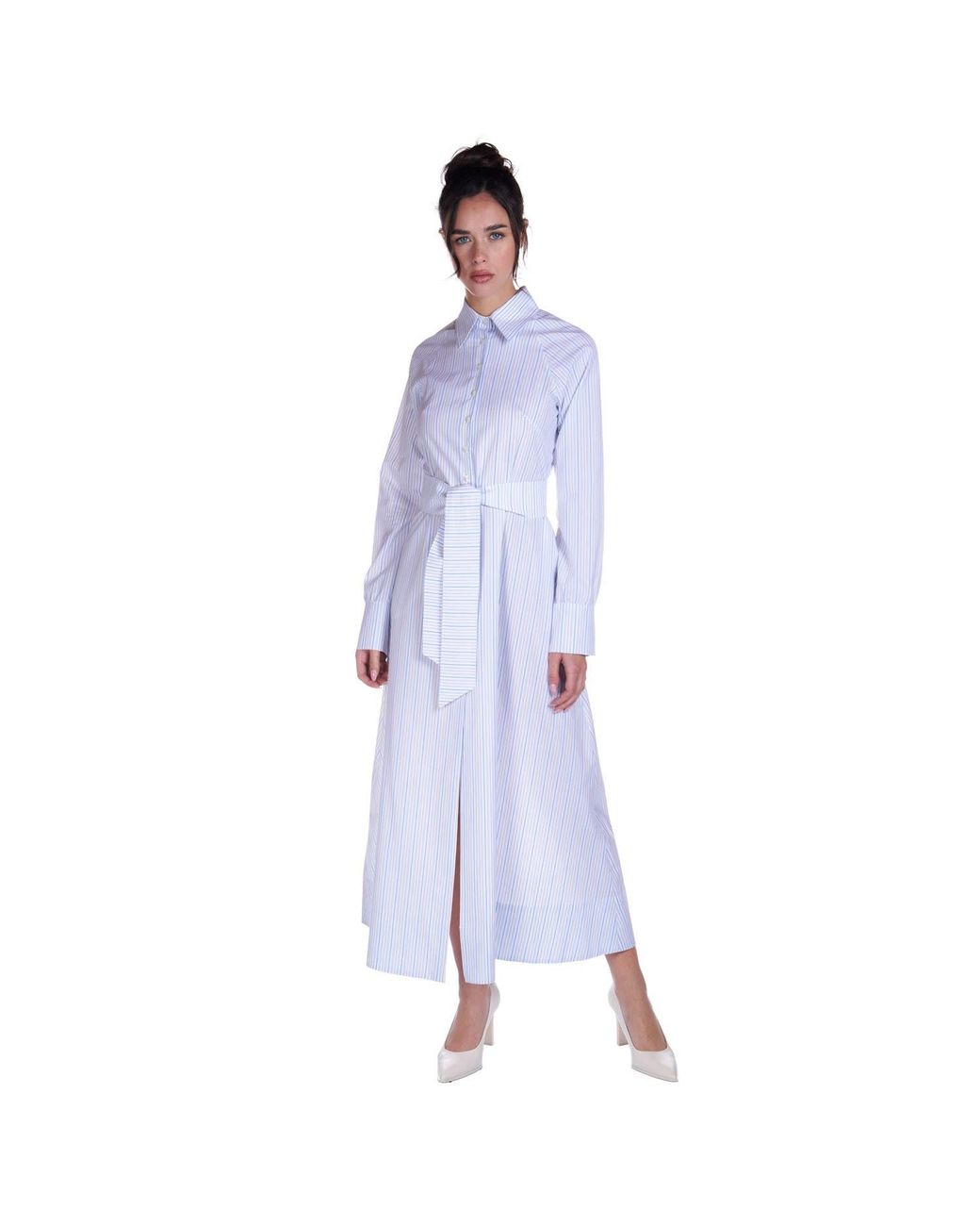Sofia Tsereteli Blue Striped Shirt Dress