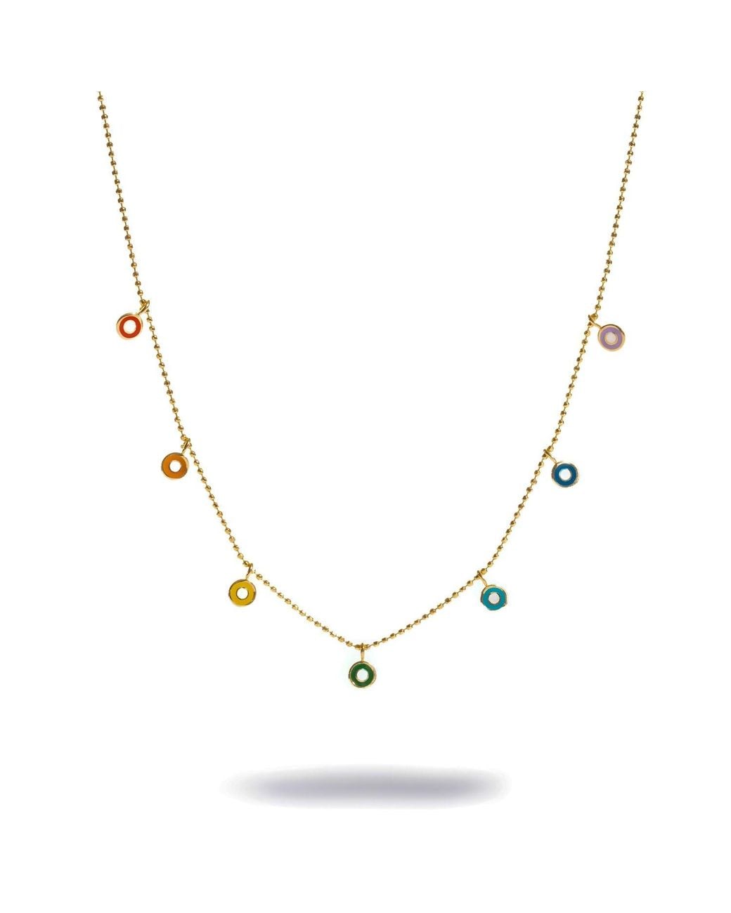 Ebru Jewelry Metallic Enamel Evil Eye Charm Necklace