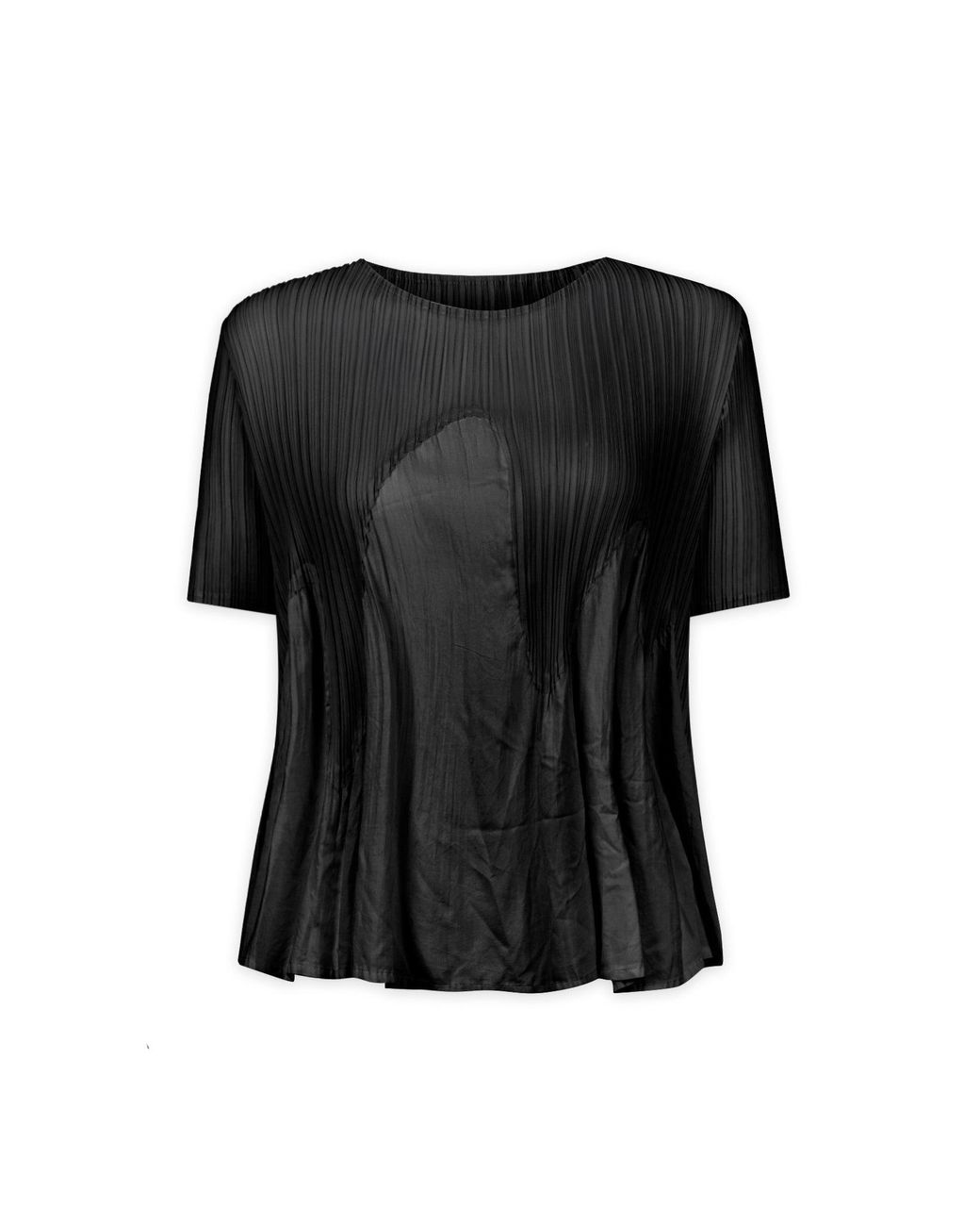 Wild Cosmos Black Miuna Wave Plissé Top