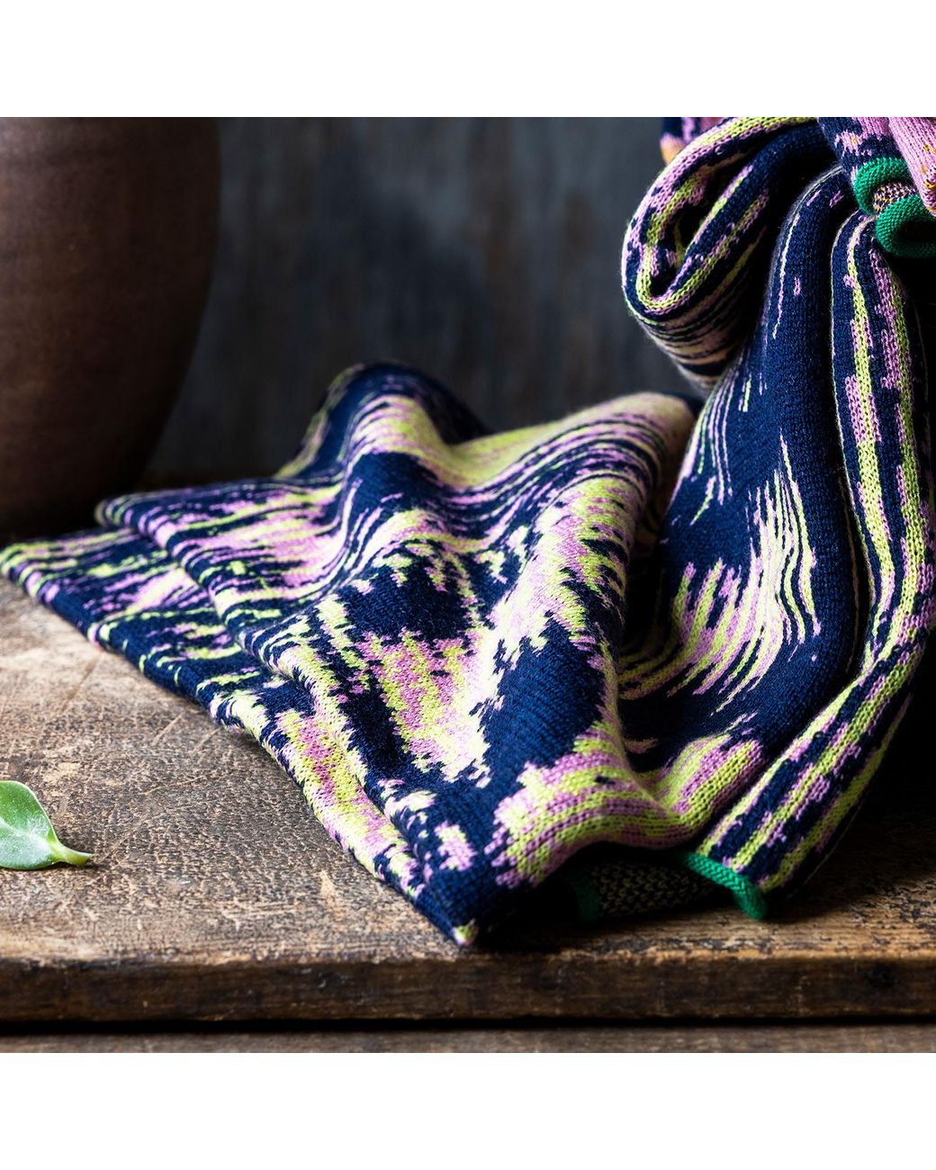 Essien & Emre Blue Aureus Merino Wool Knitted Pattern Scarf