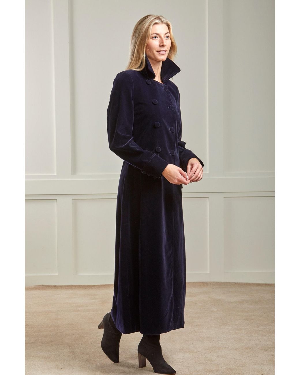 Guinea London Blue Long Velvet Coat