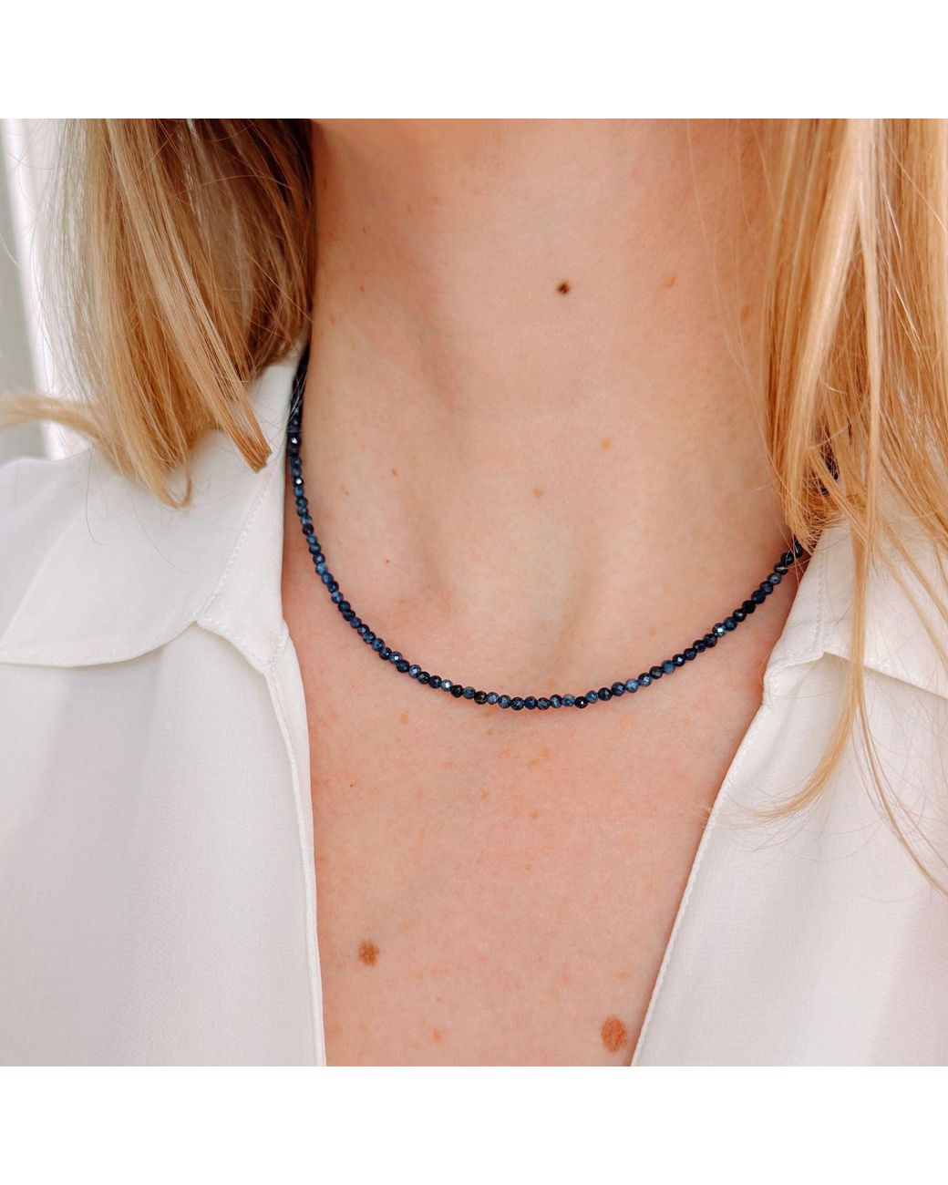 Herself Collections Metallic 14K Sapphire Bead Necklace