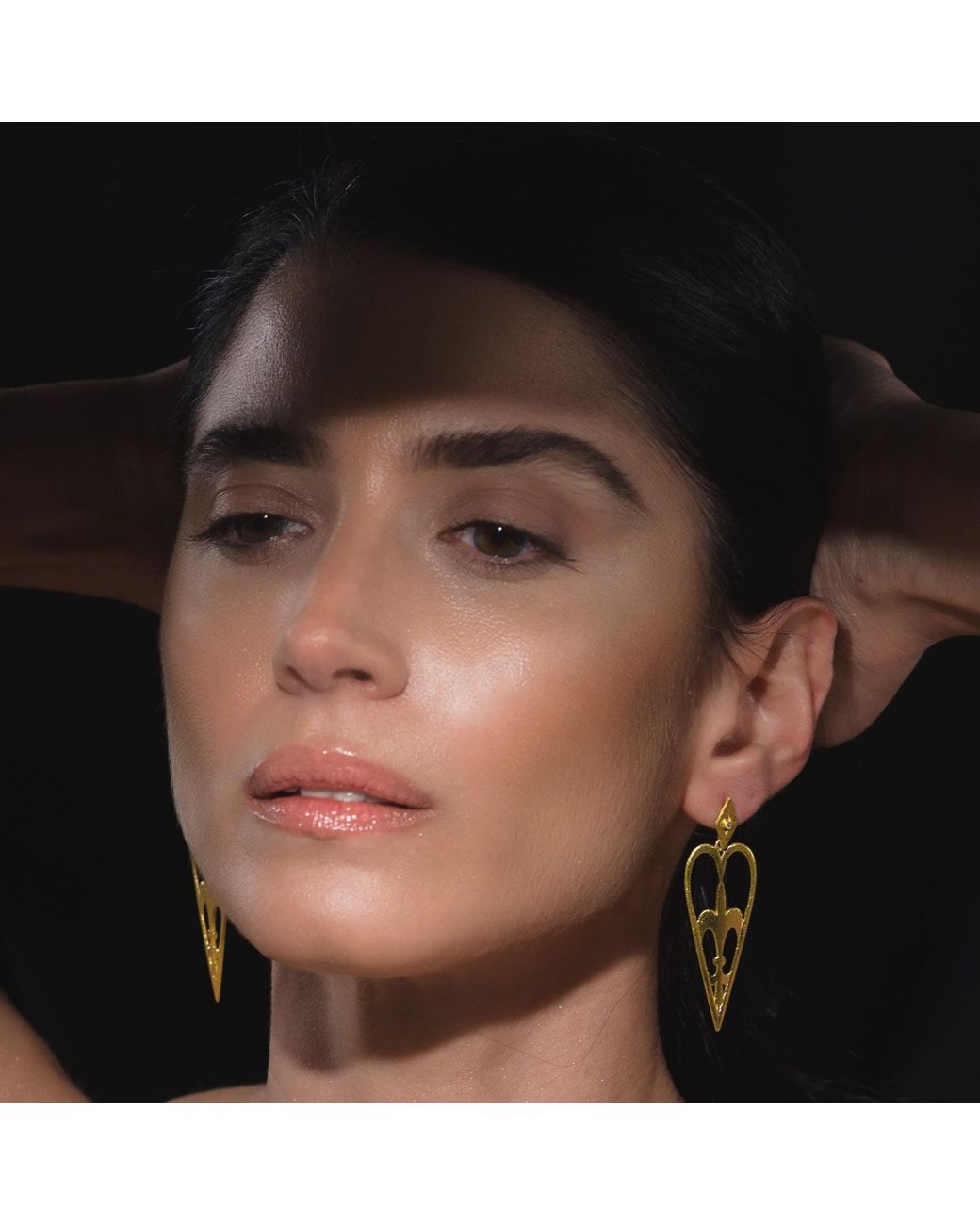 Myrto Katramadou Jewellery Metallic Heartshield – Stud Earrings Matte Large-Plated
