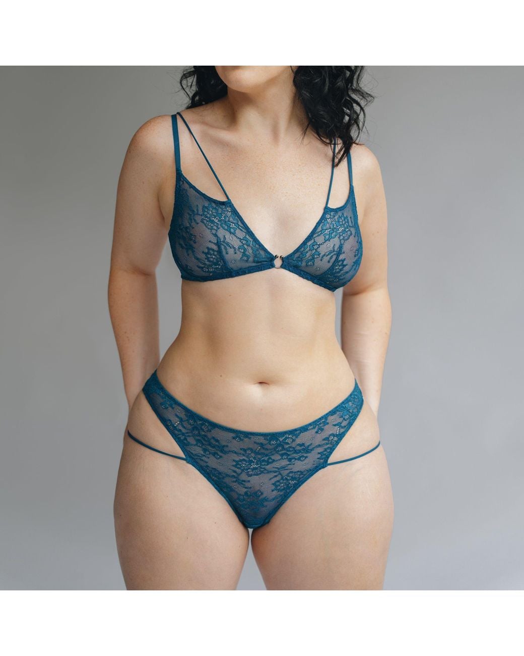 MONIQUE MORIN LINGERIE Blue Amphitrite Low Rise Cheeky Panty Undertow